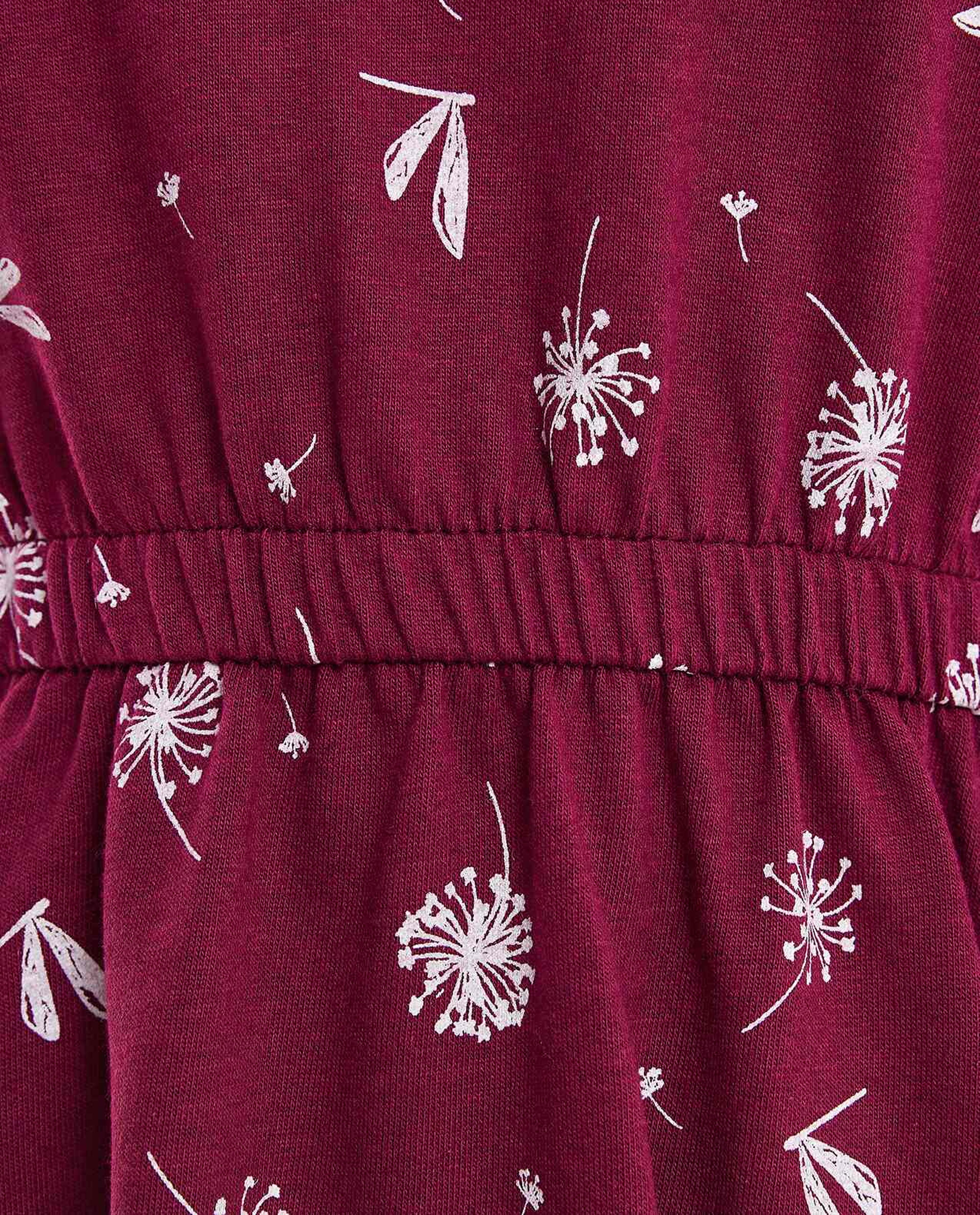 فستان فلير بياقة مستديرة وطبعة