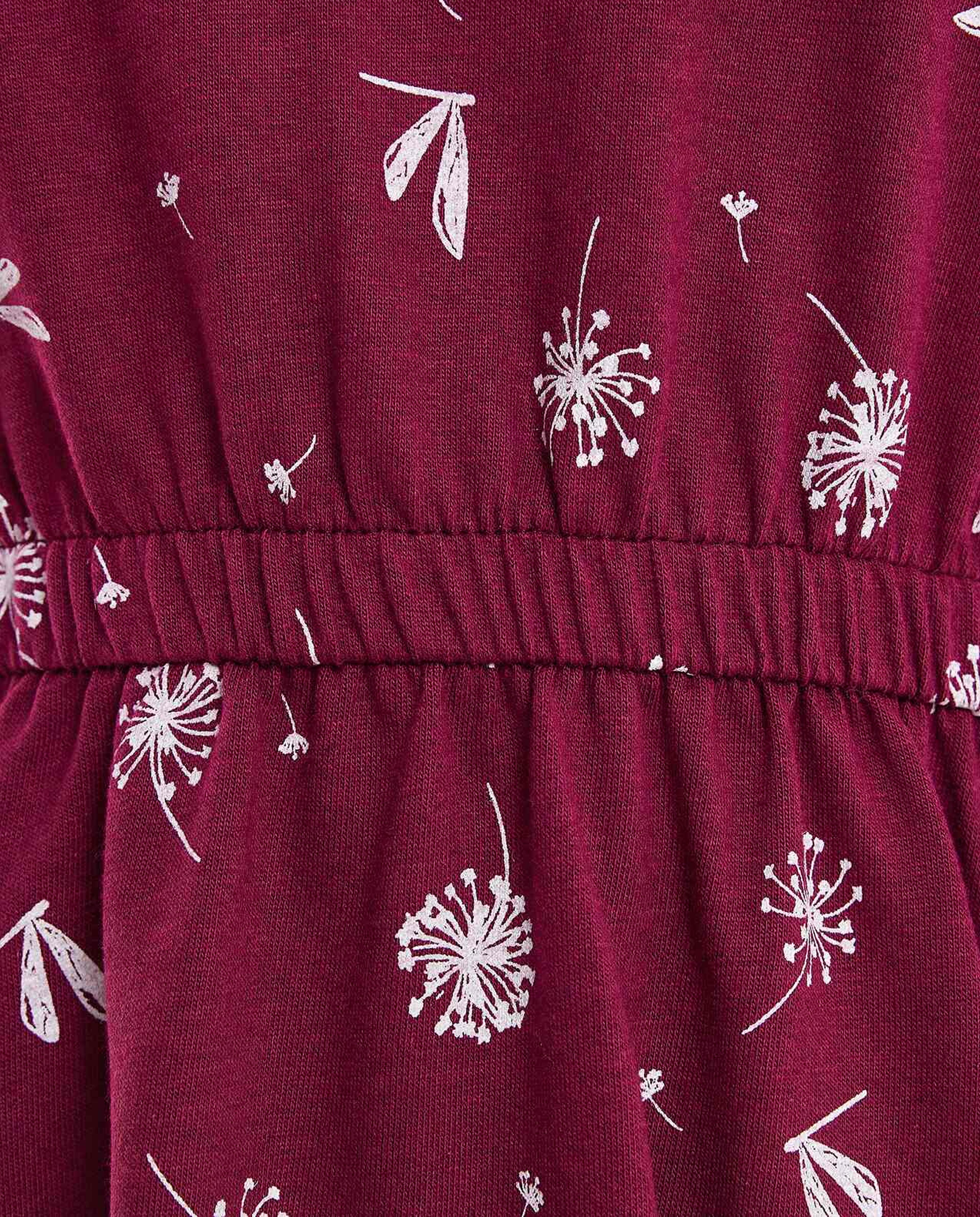 فستان فلير بياقة مستديرة وطبعة