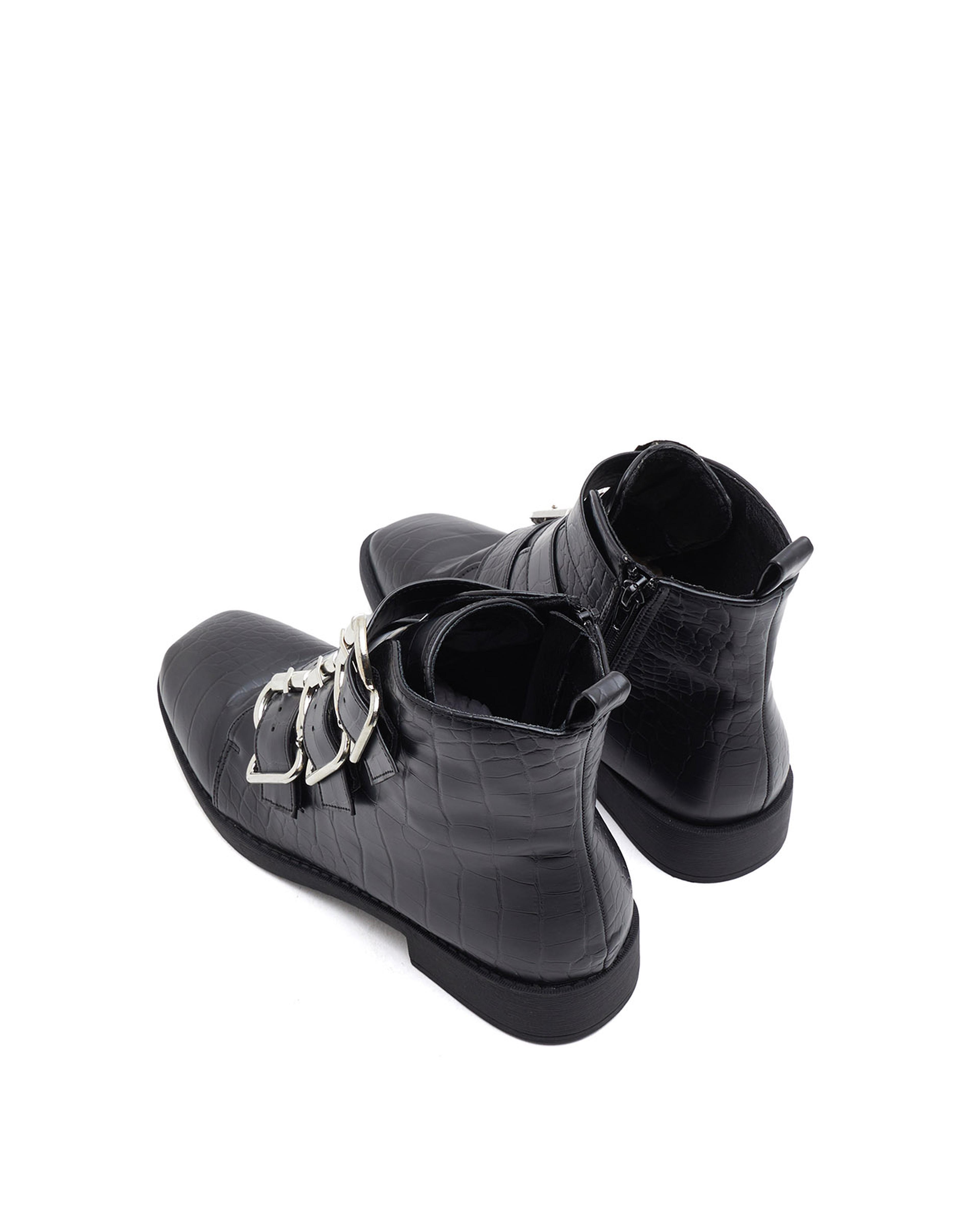 Croc Textured Ankle Boots