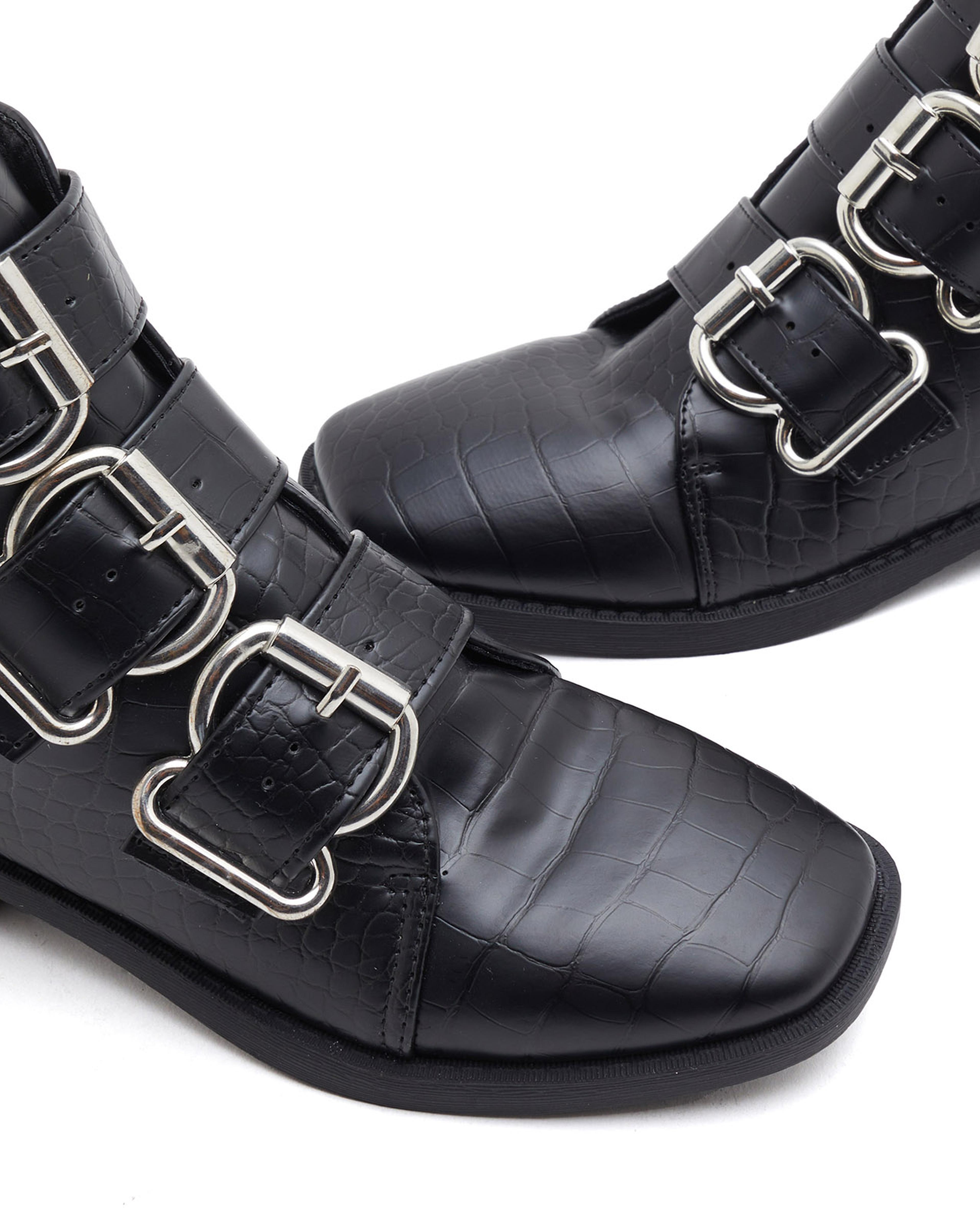 Croc Textured Ankle Boots