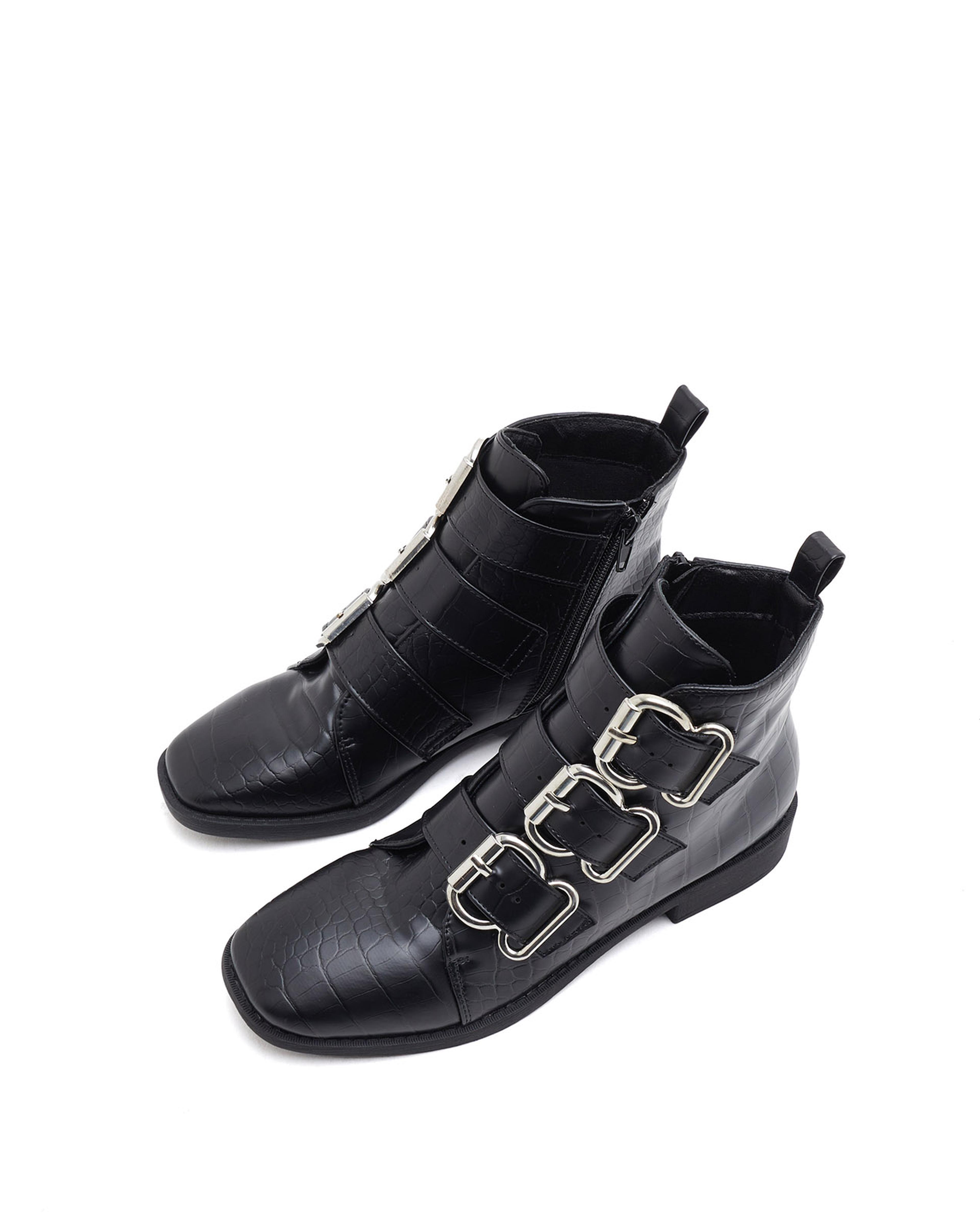 Croc Textured Ankle Boots