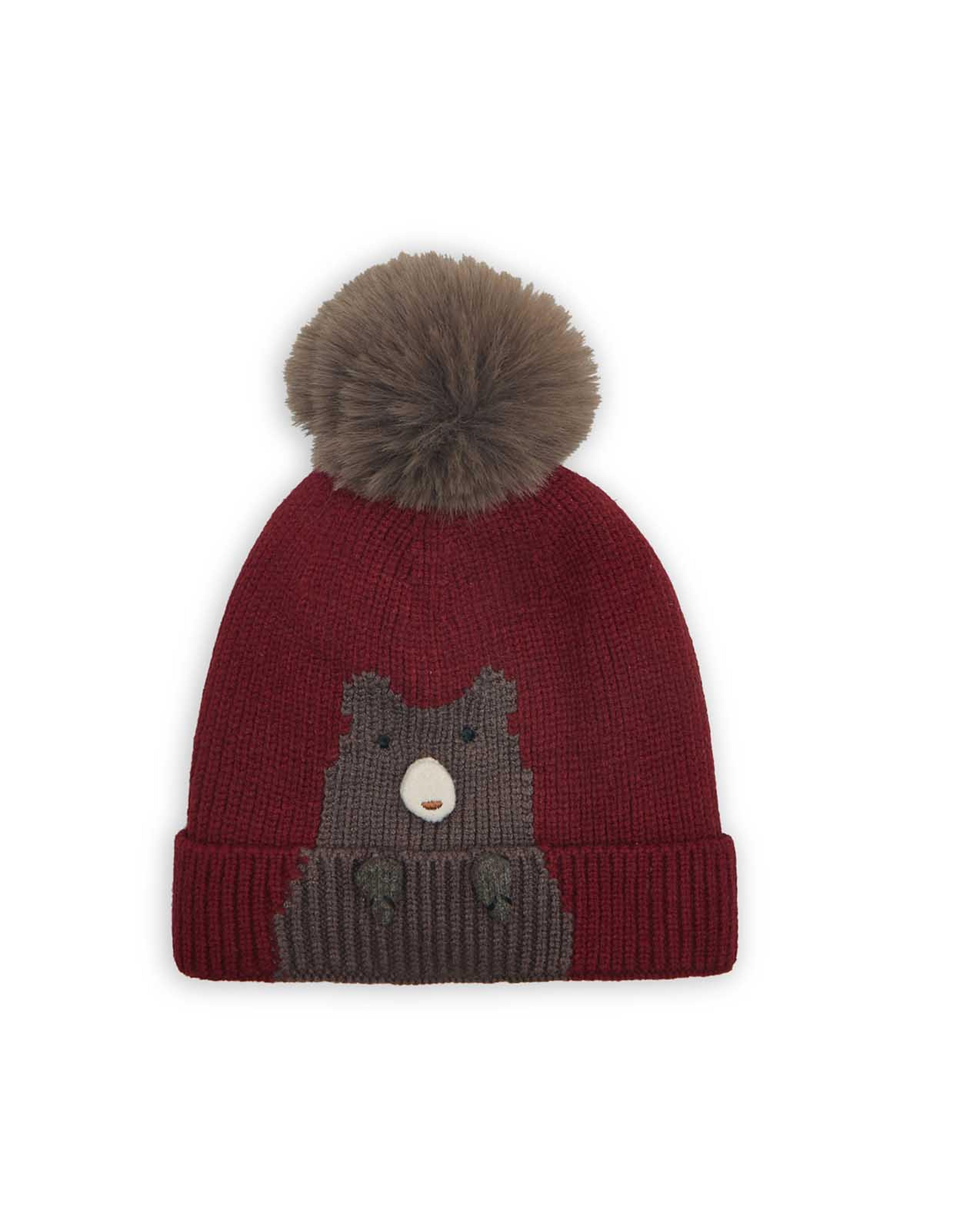Knitted Beanie Cap with Pom-Pom