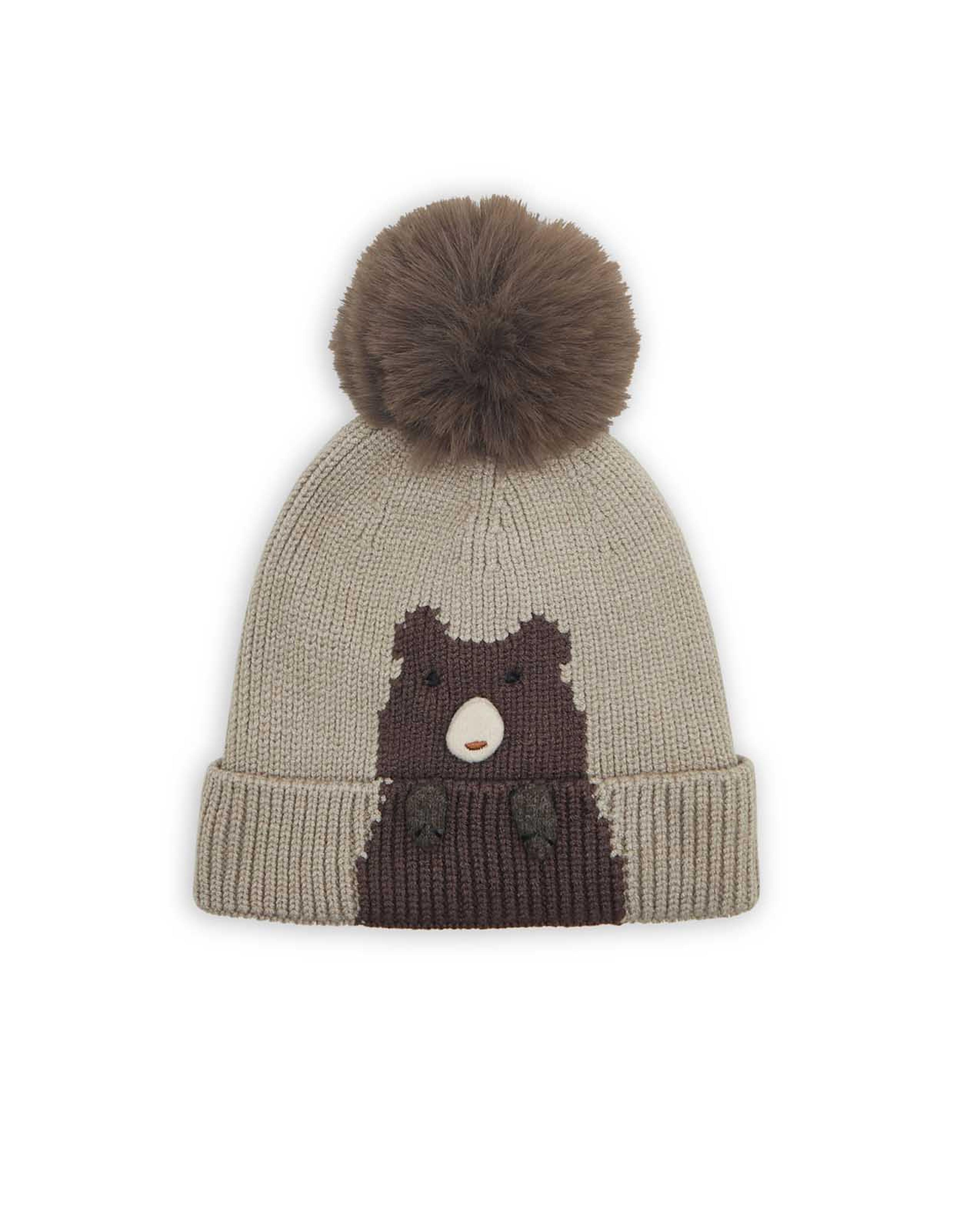 Knitted Beanie Cap with Pom-Pom