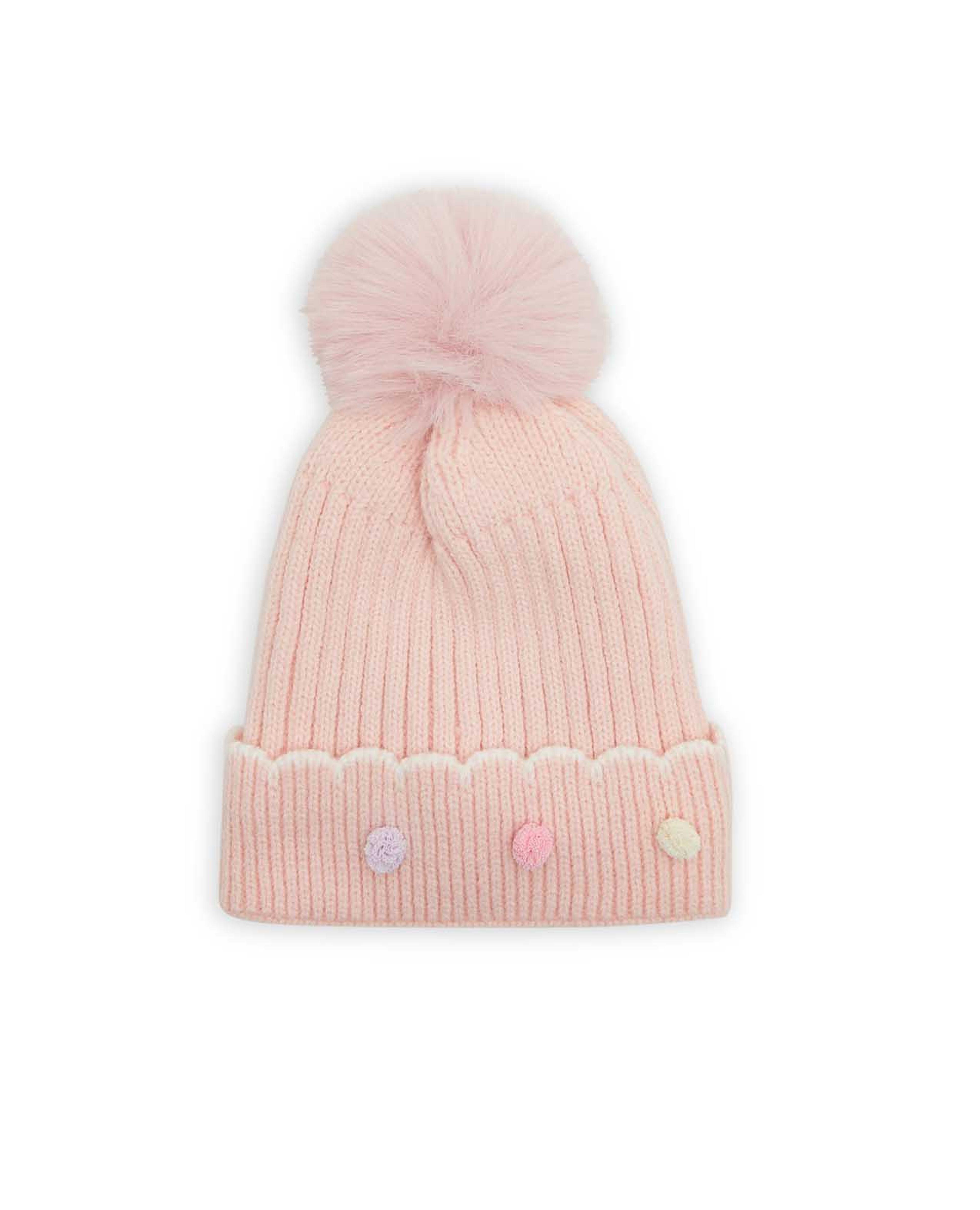 Knitted Beanie Cap with Pom-Pom