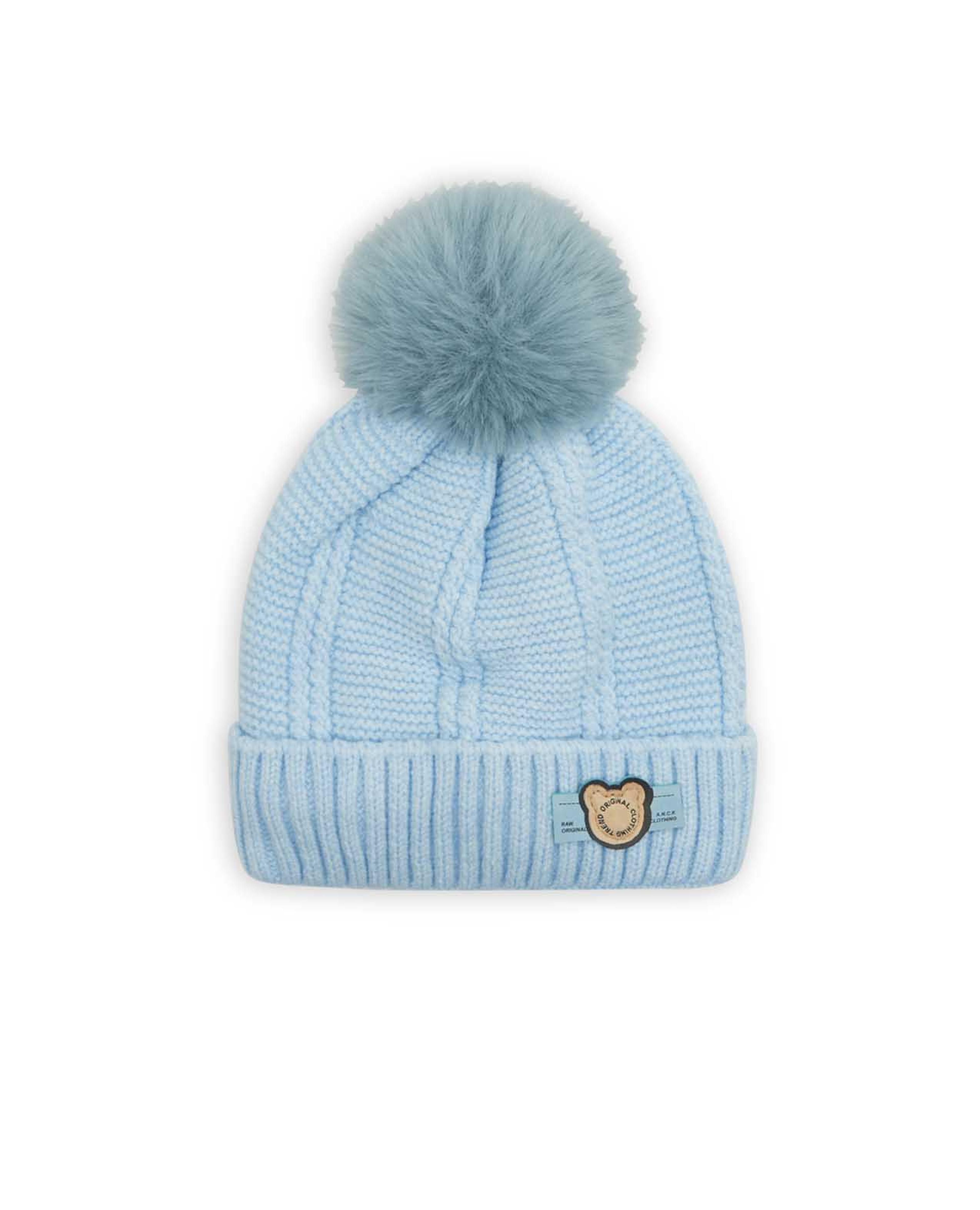 Knitted Beanie Cap with Pom-Pom