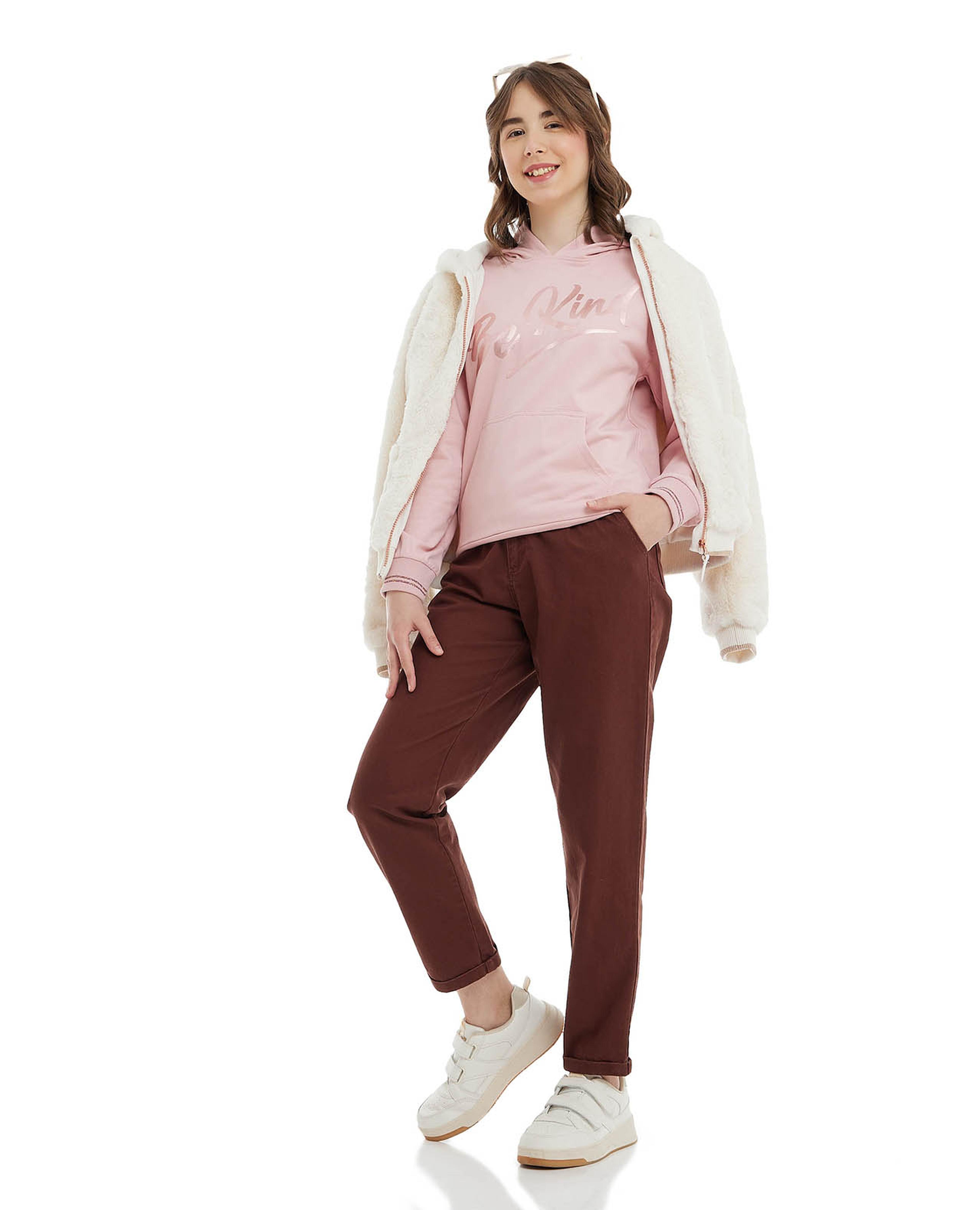 بنطال منسوج سادة