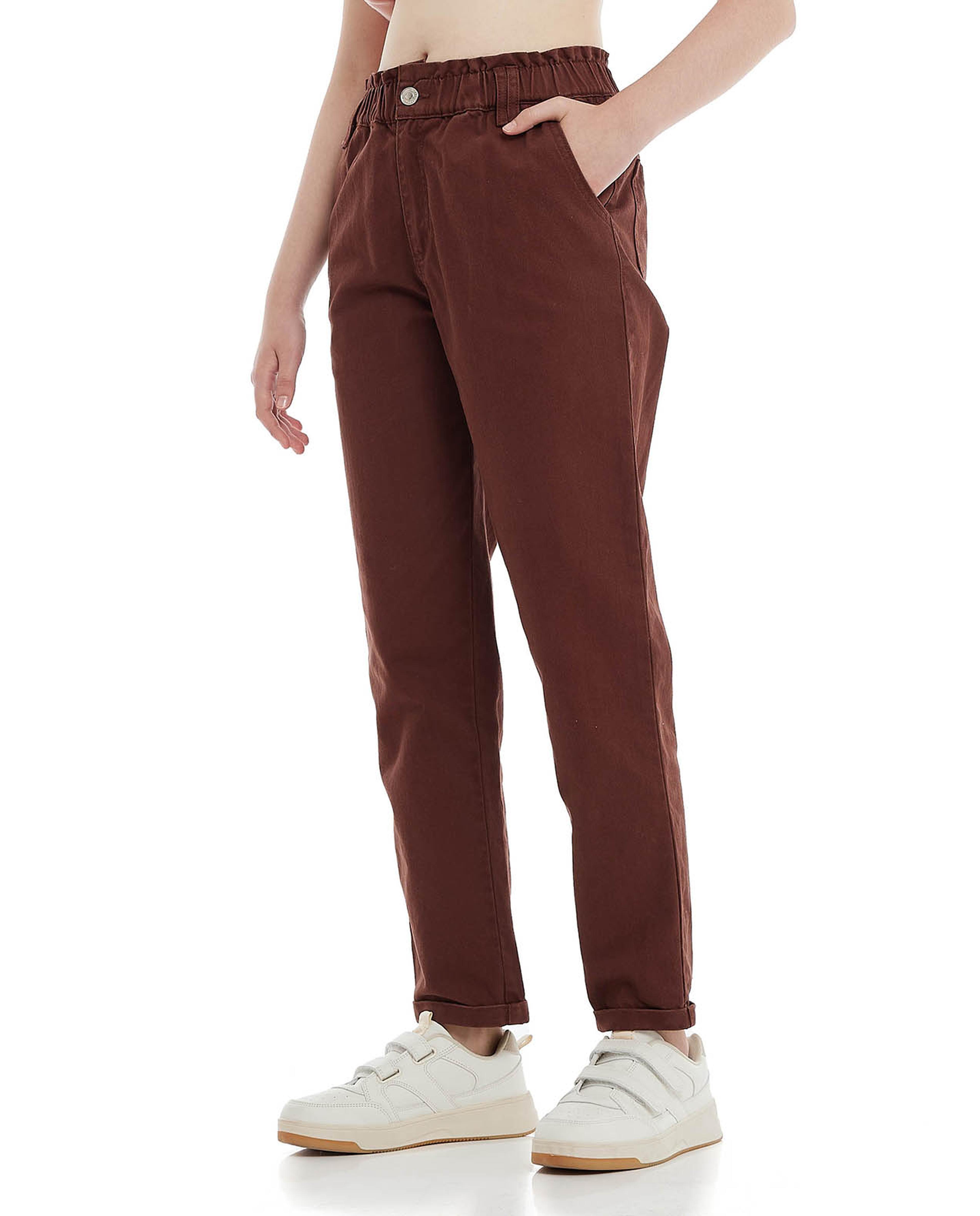 بنطال منسوج سادة