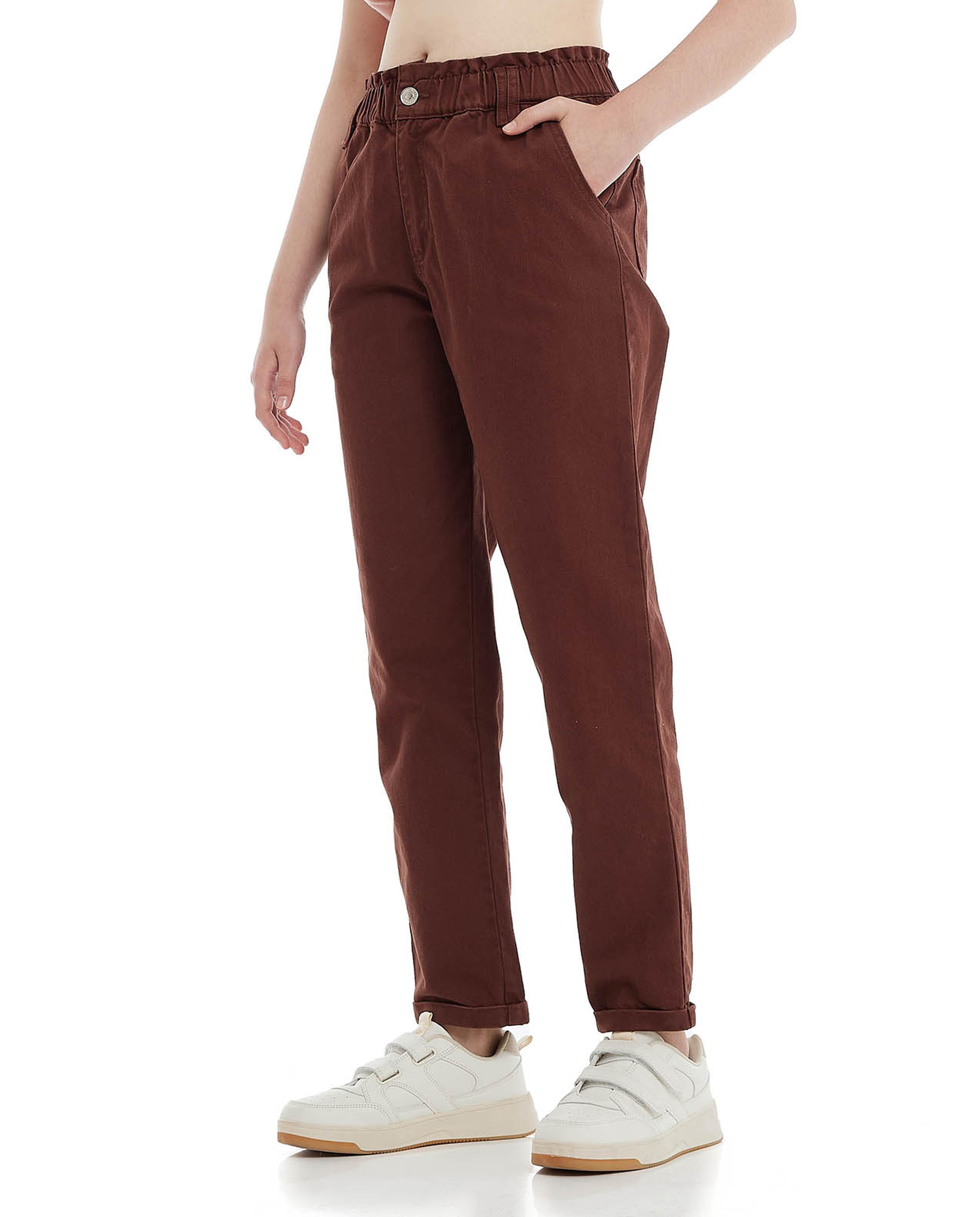 بنطال منسوج سادة