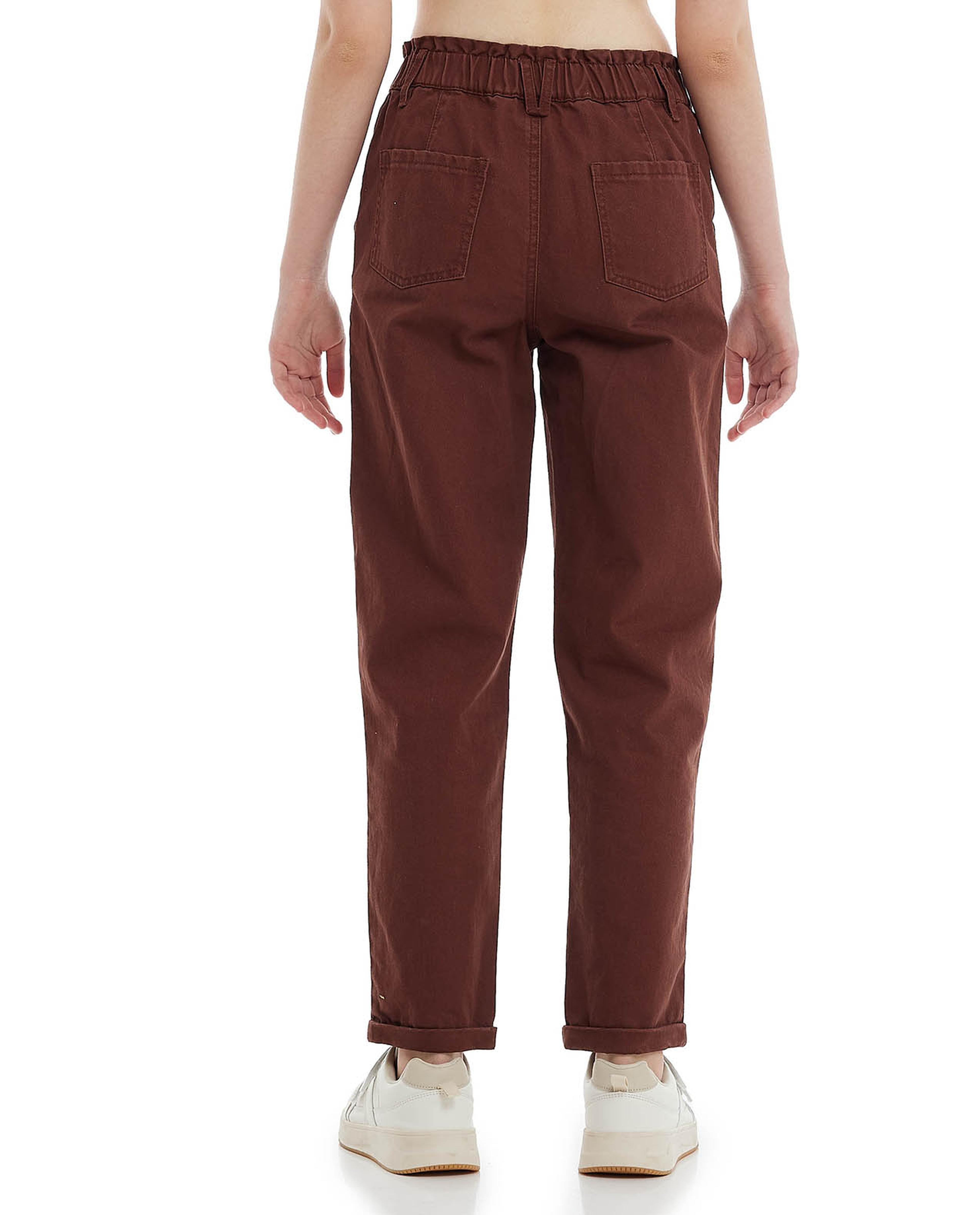 بنطال منسوج سادة