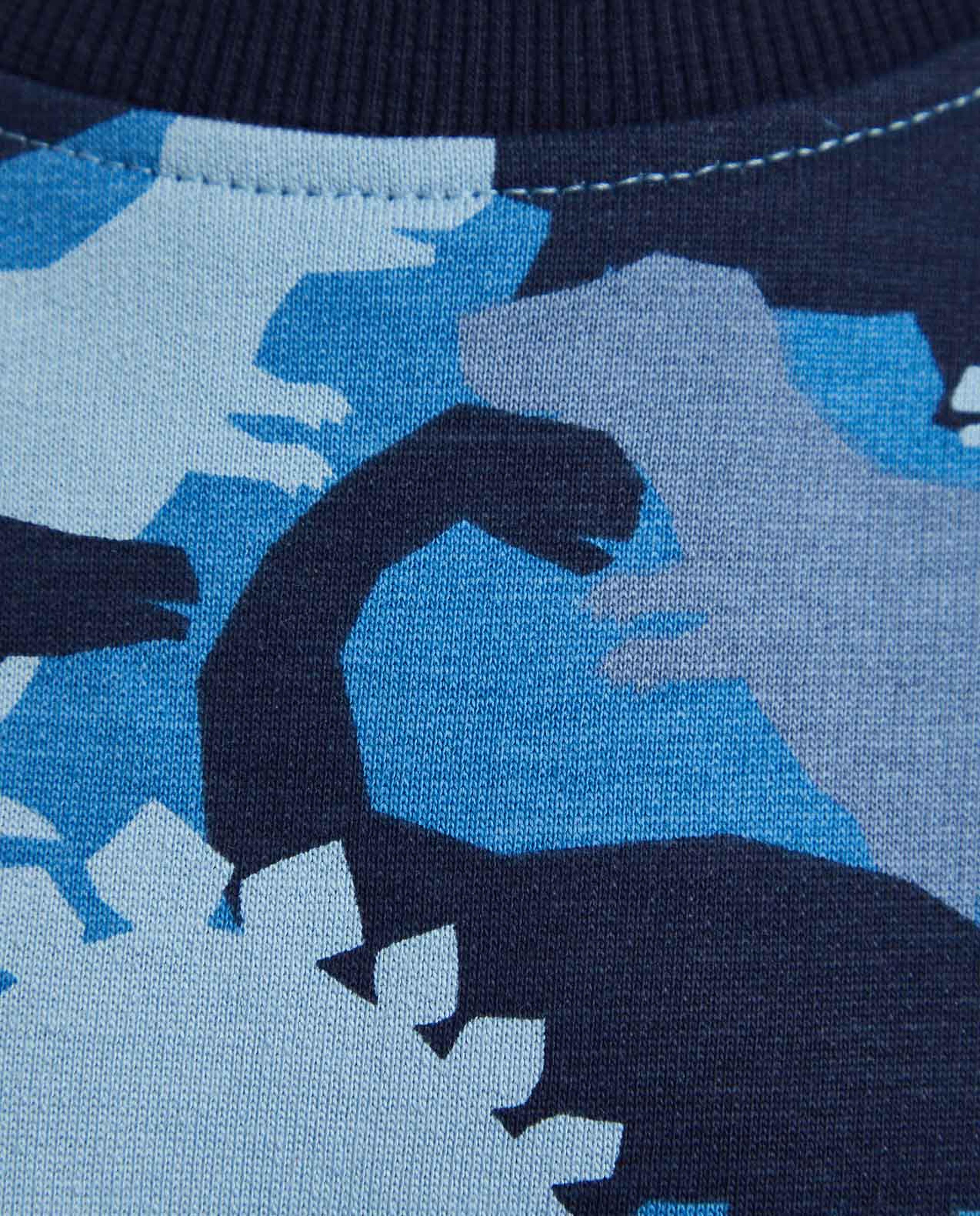 Dino Print Sweatshirt with Crew Neck and Long Sleeves
