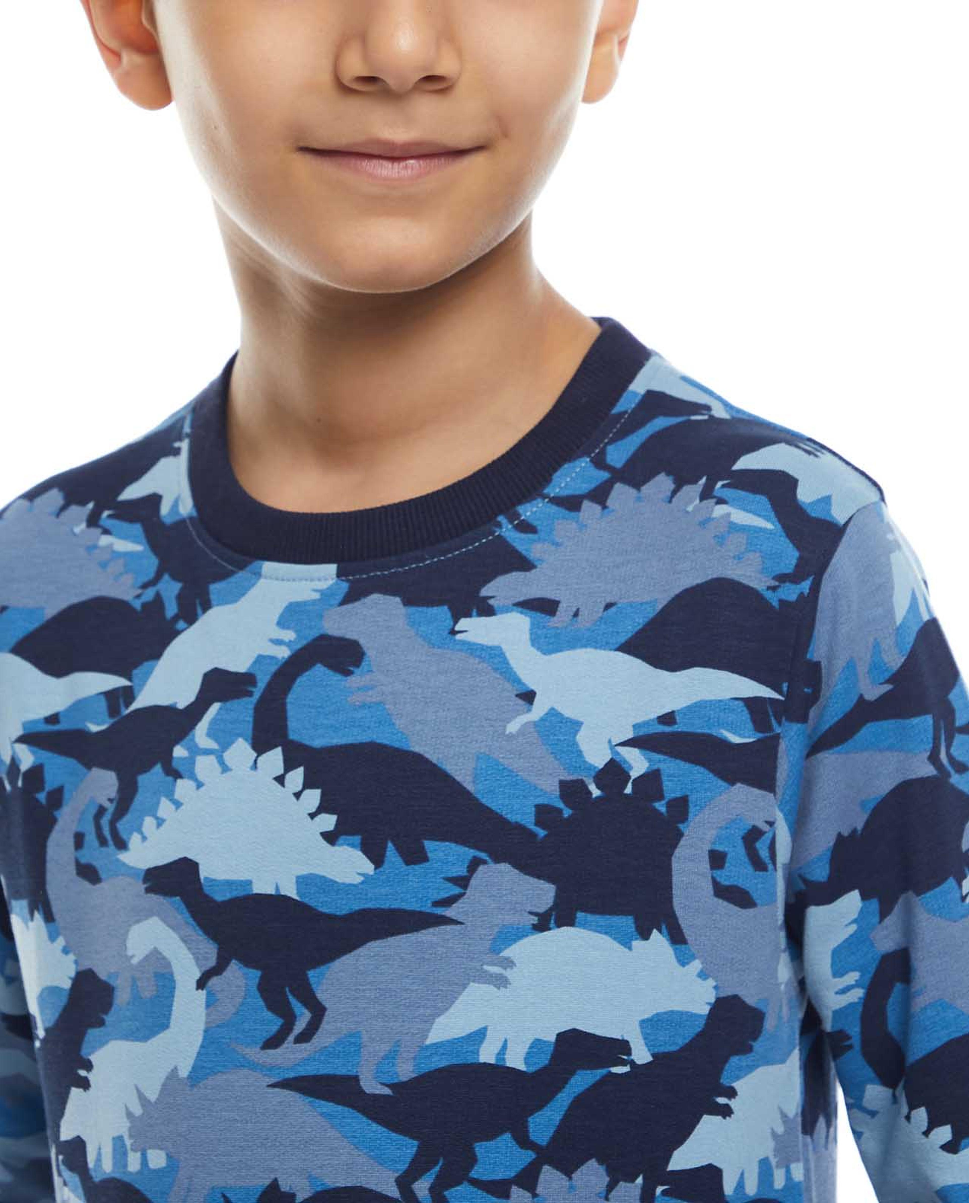 Dino Print Sweatshirt with Crew Neck and Long Sleeves