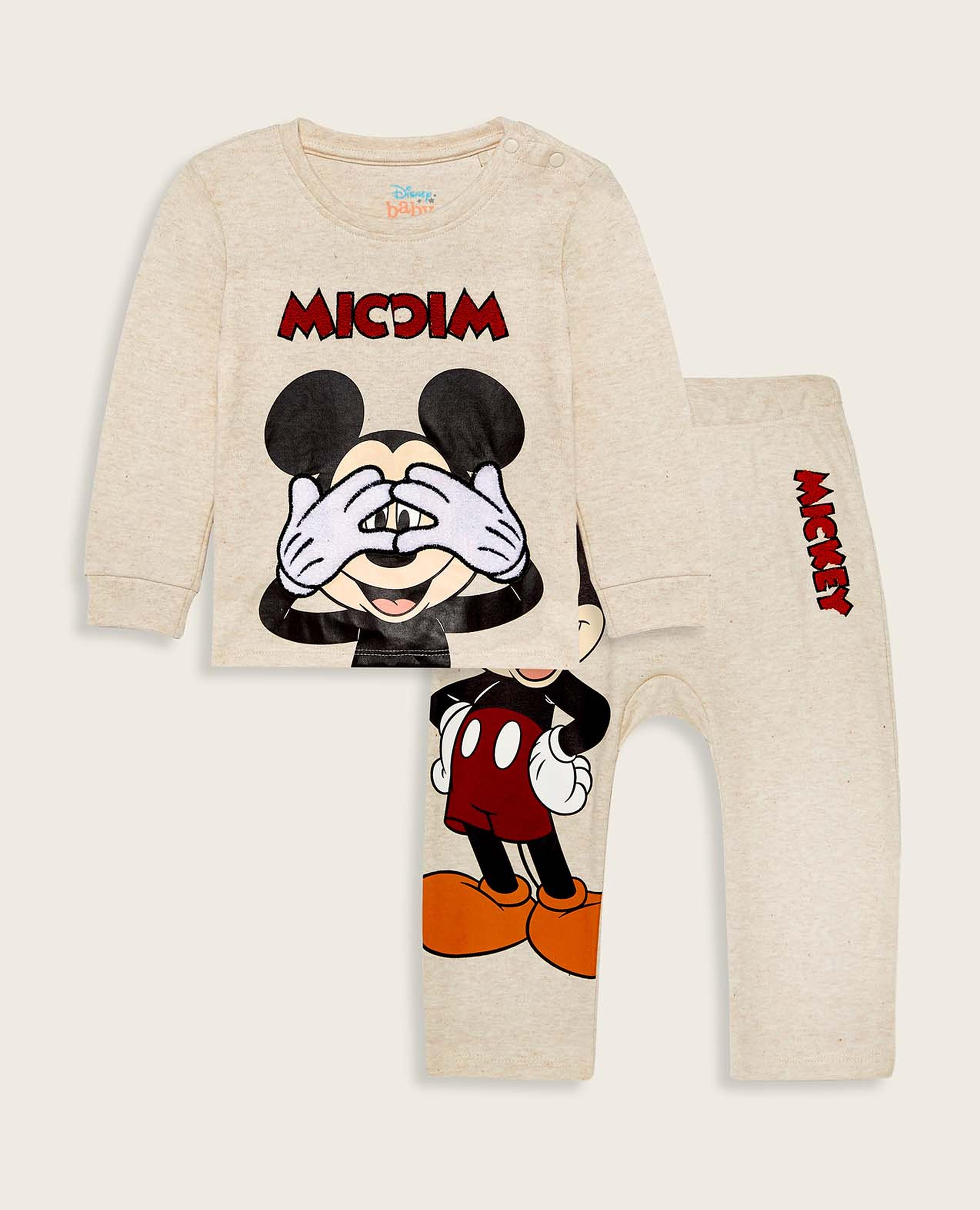 طقم تيشيرت بطبعة ميكي ماوس