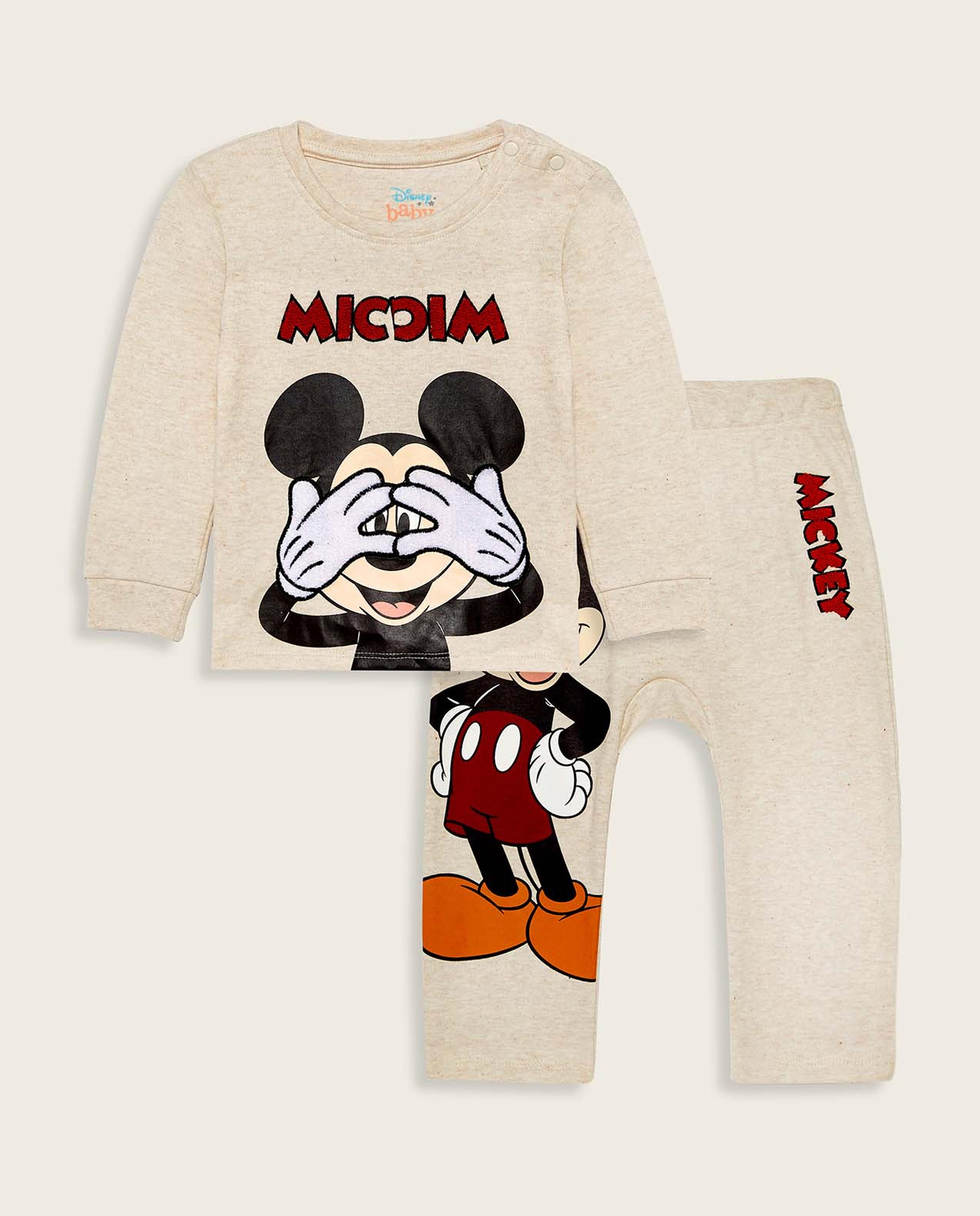 Mickey Mouse Print T-Shirt Clothing Set