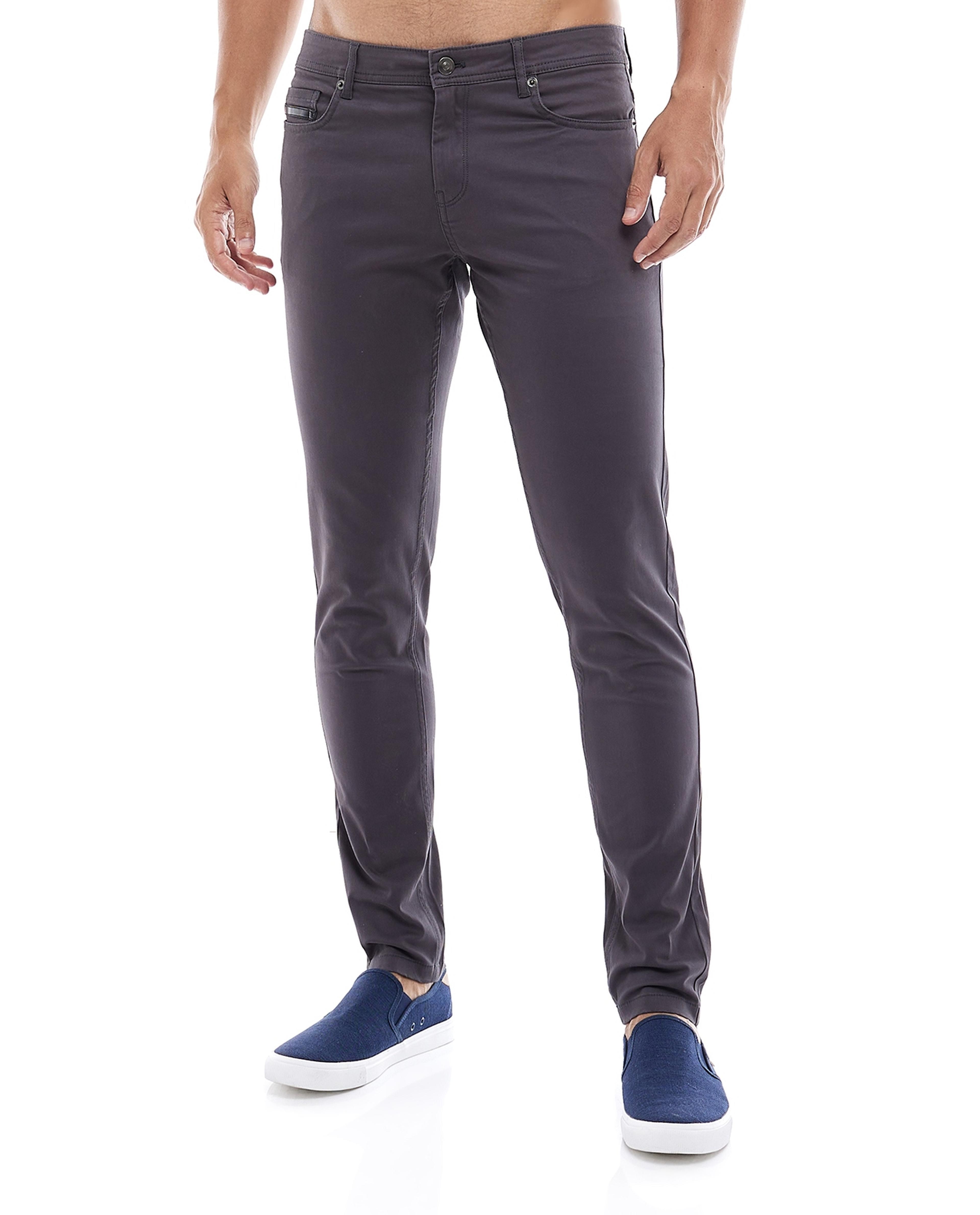 بنطال ضيق سادة بزر