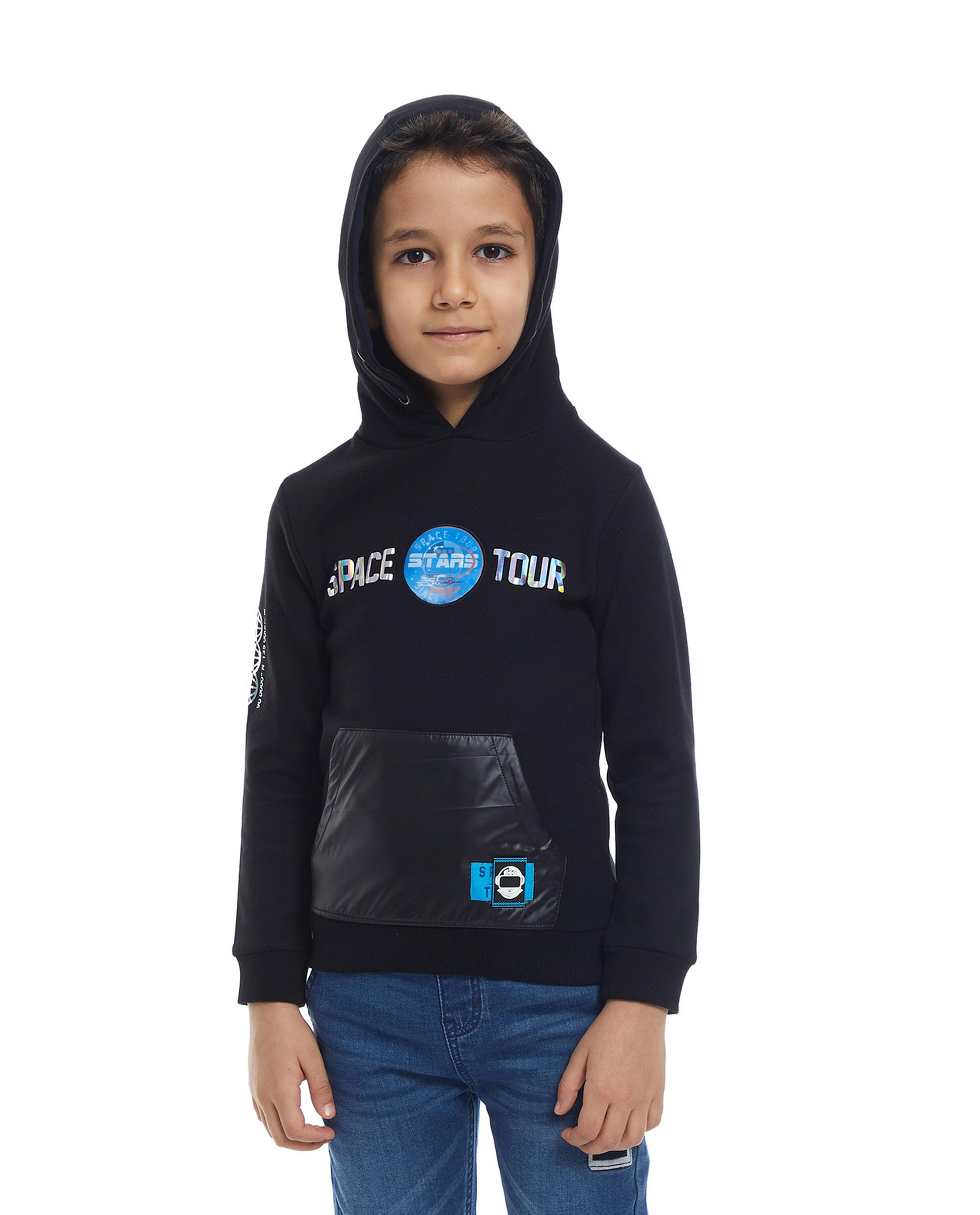 Printed Hoodie with Long Sleeves