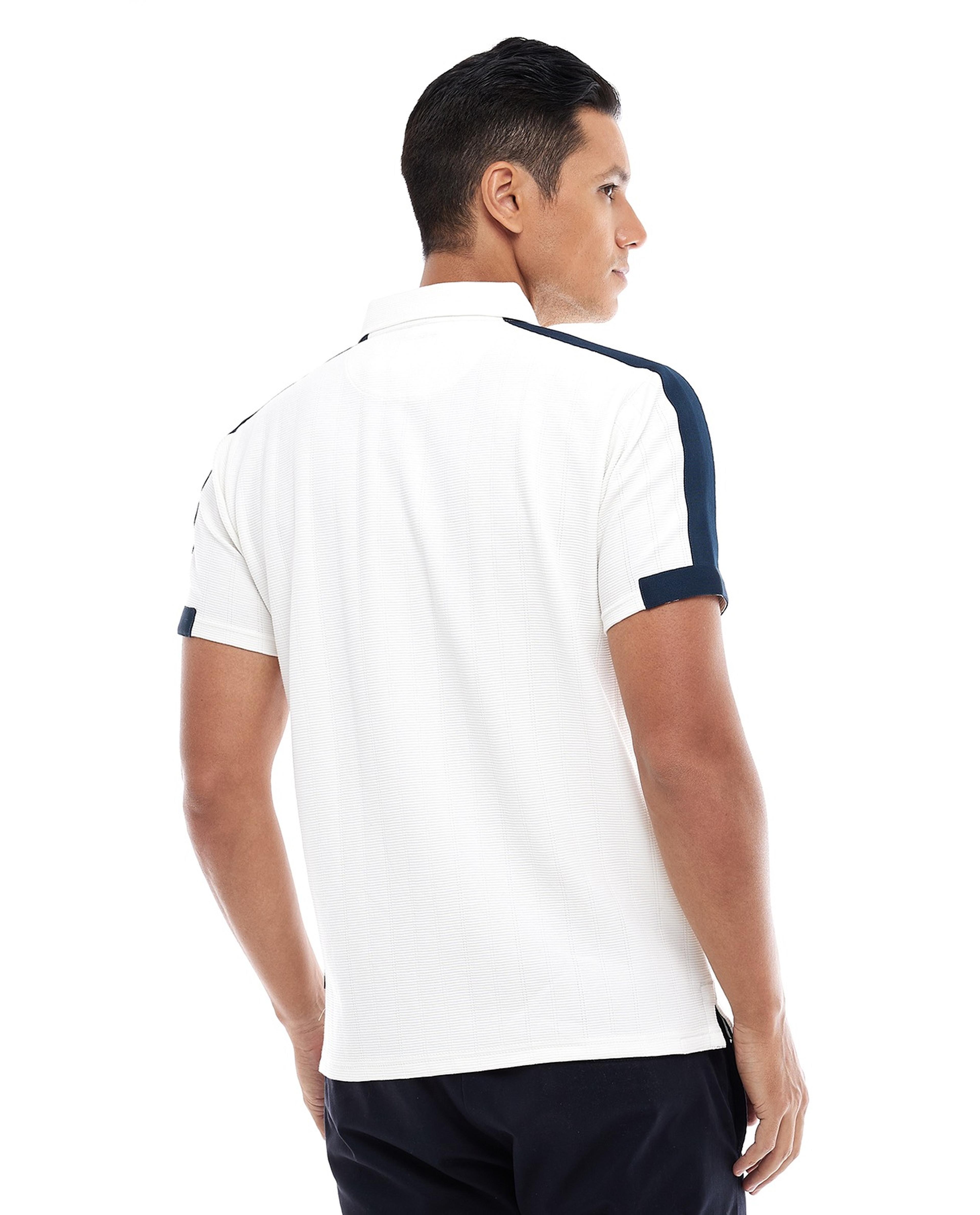 Contrast Trim Polo T-Shirt with Short Sleeves