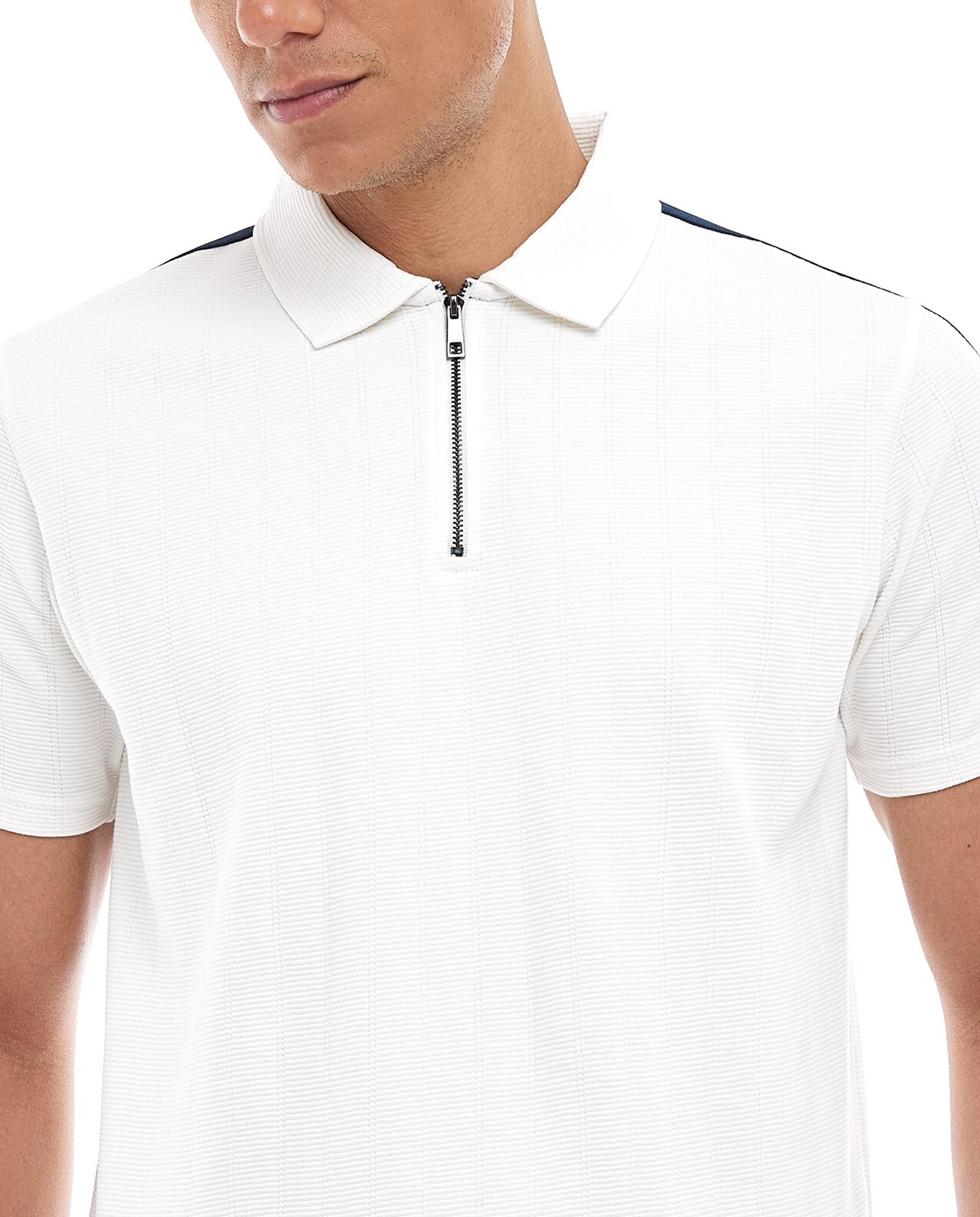 Contrast Trim Polo T-Shirt with Short Sleeves