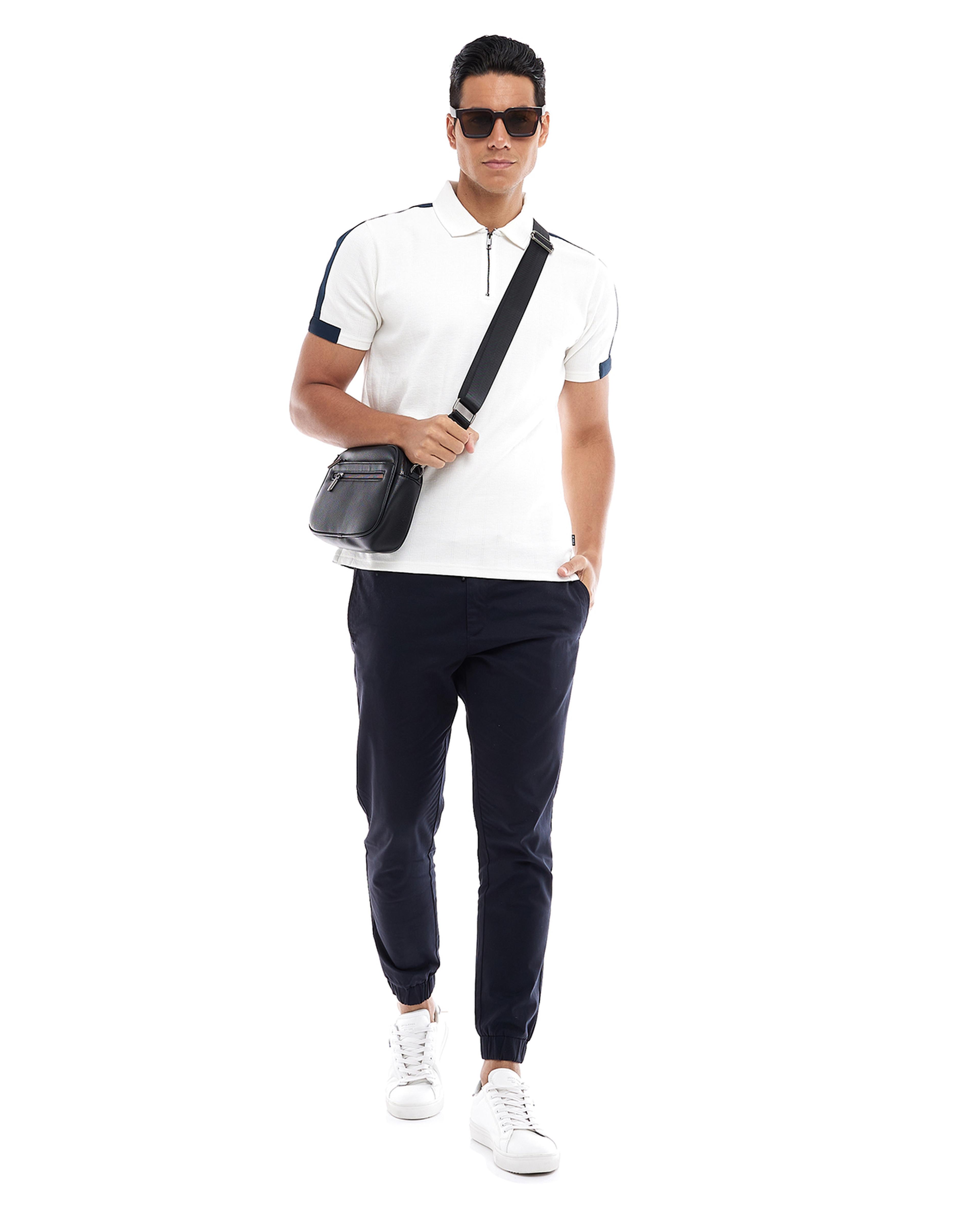 Contrast Trim Polo T-Shirt with Short Sleeves