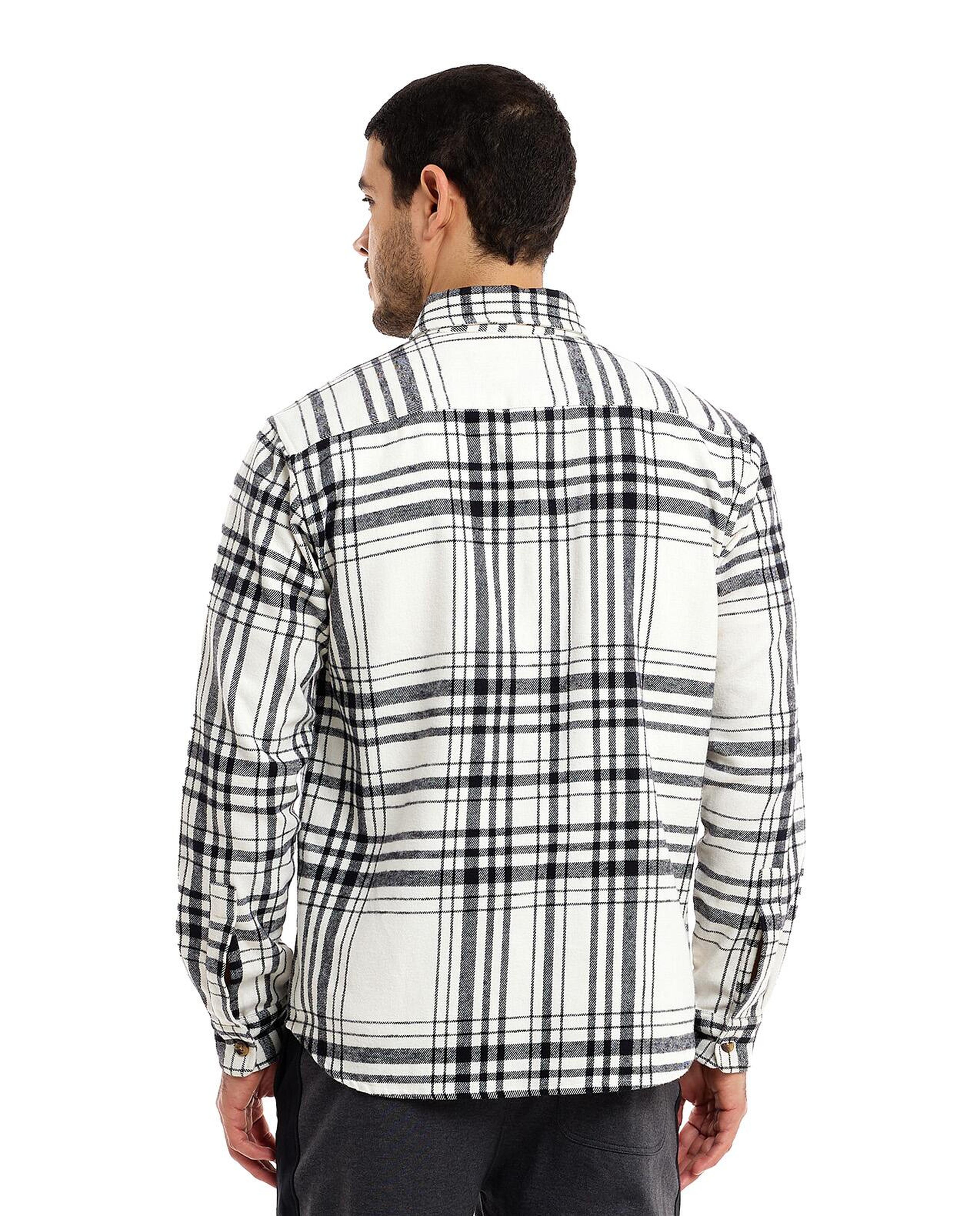 Plaid Shirt with Classic Collar and Long Sleeves