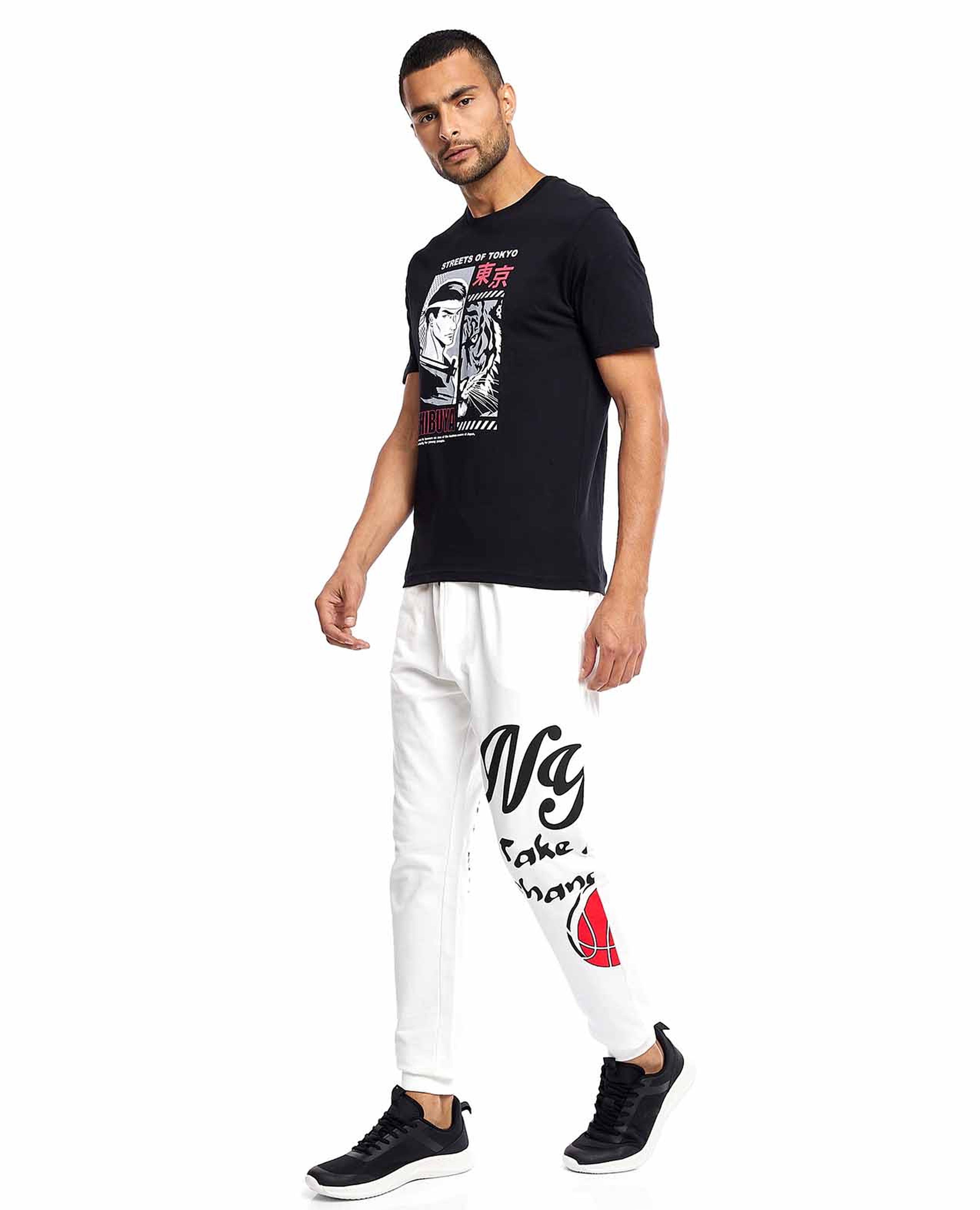 Printed Joggers with Drawstring Waist