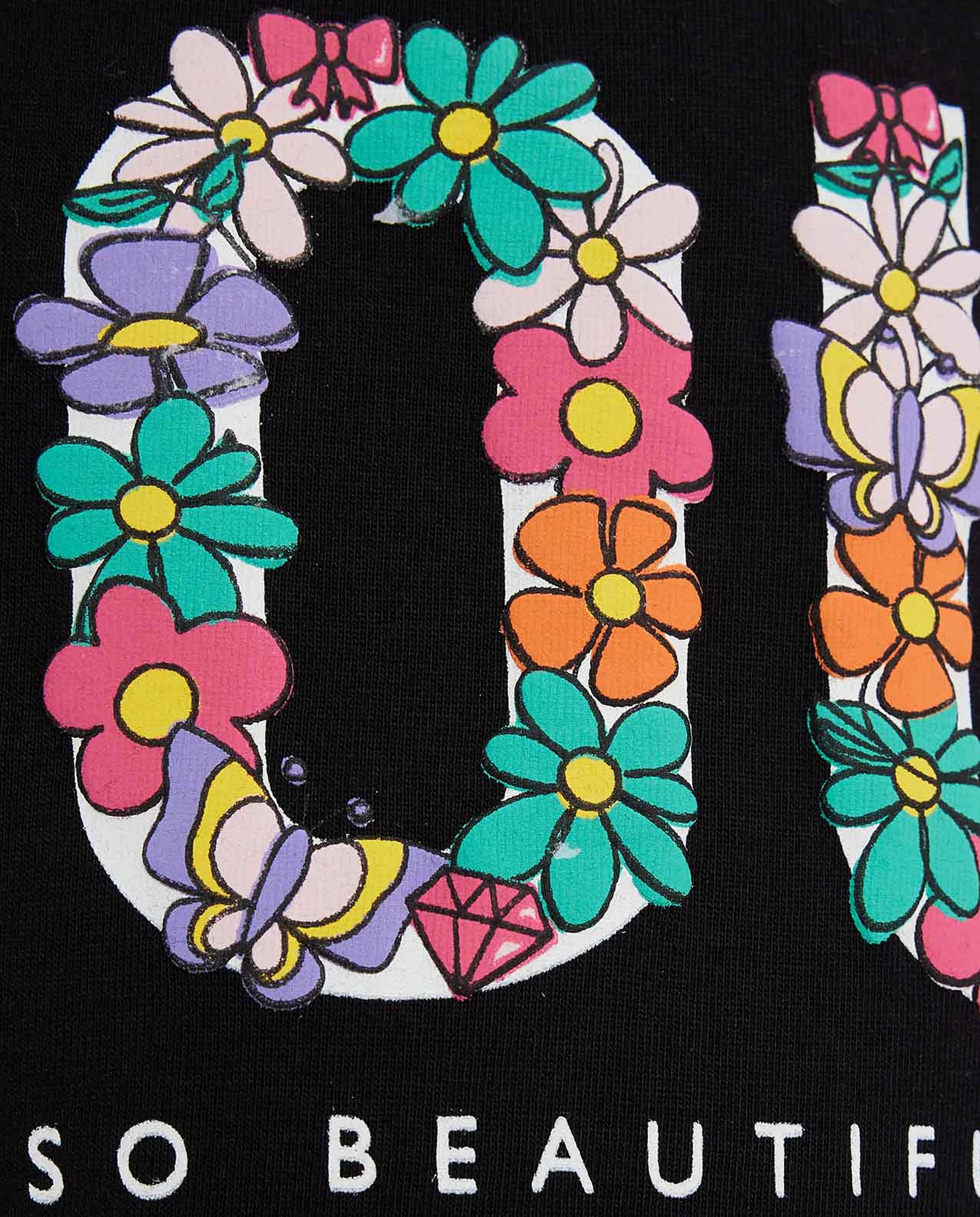 تيشيرت بطبعة مع ياقة دائرية وأكمام طويلة