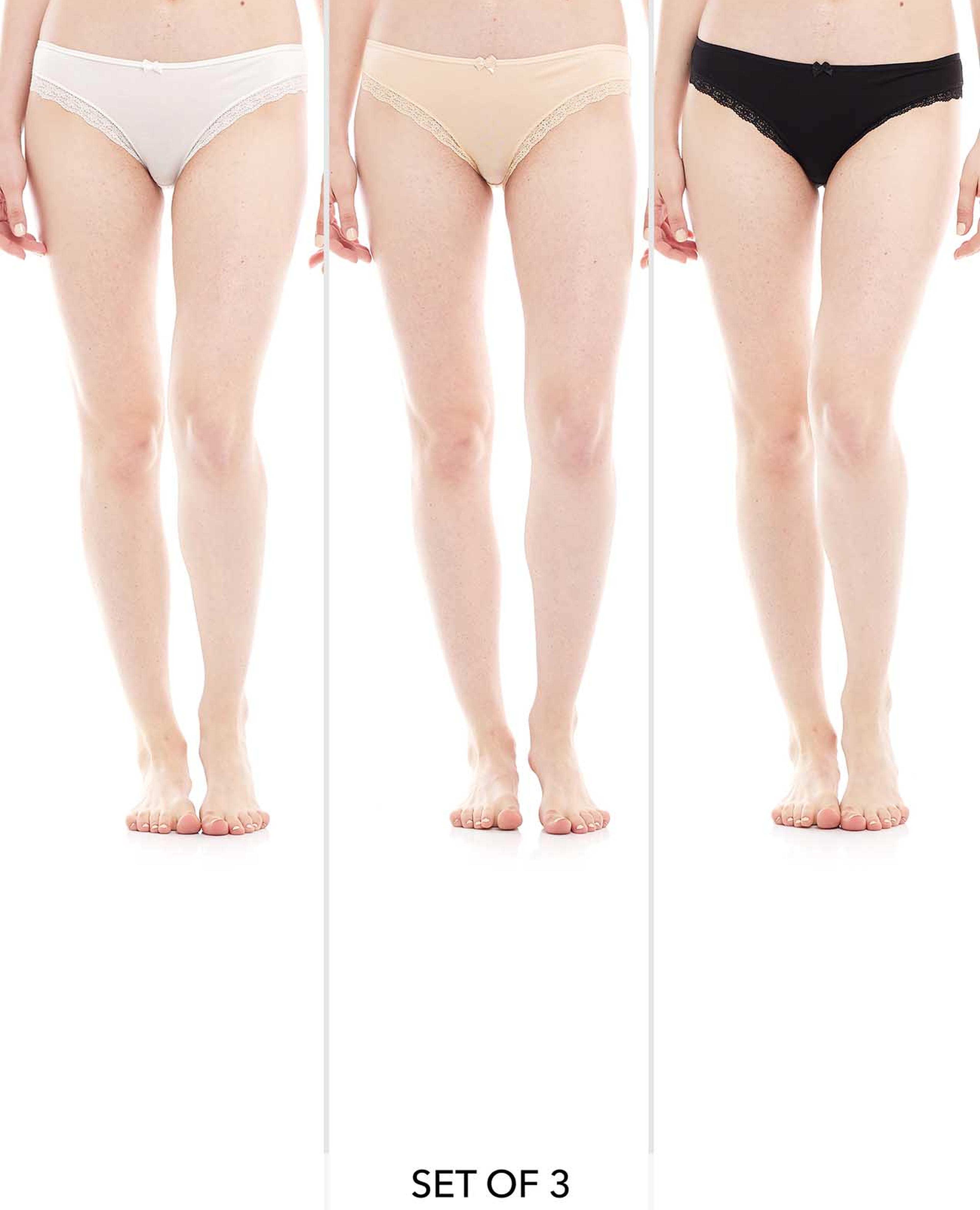 3 Pack Lace Trim Briefs