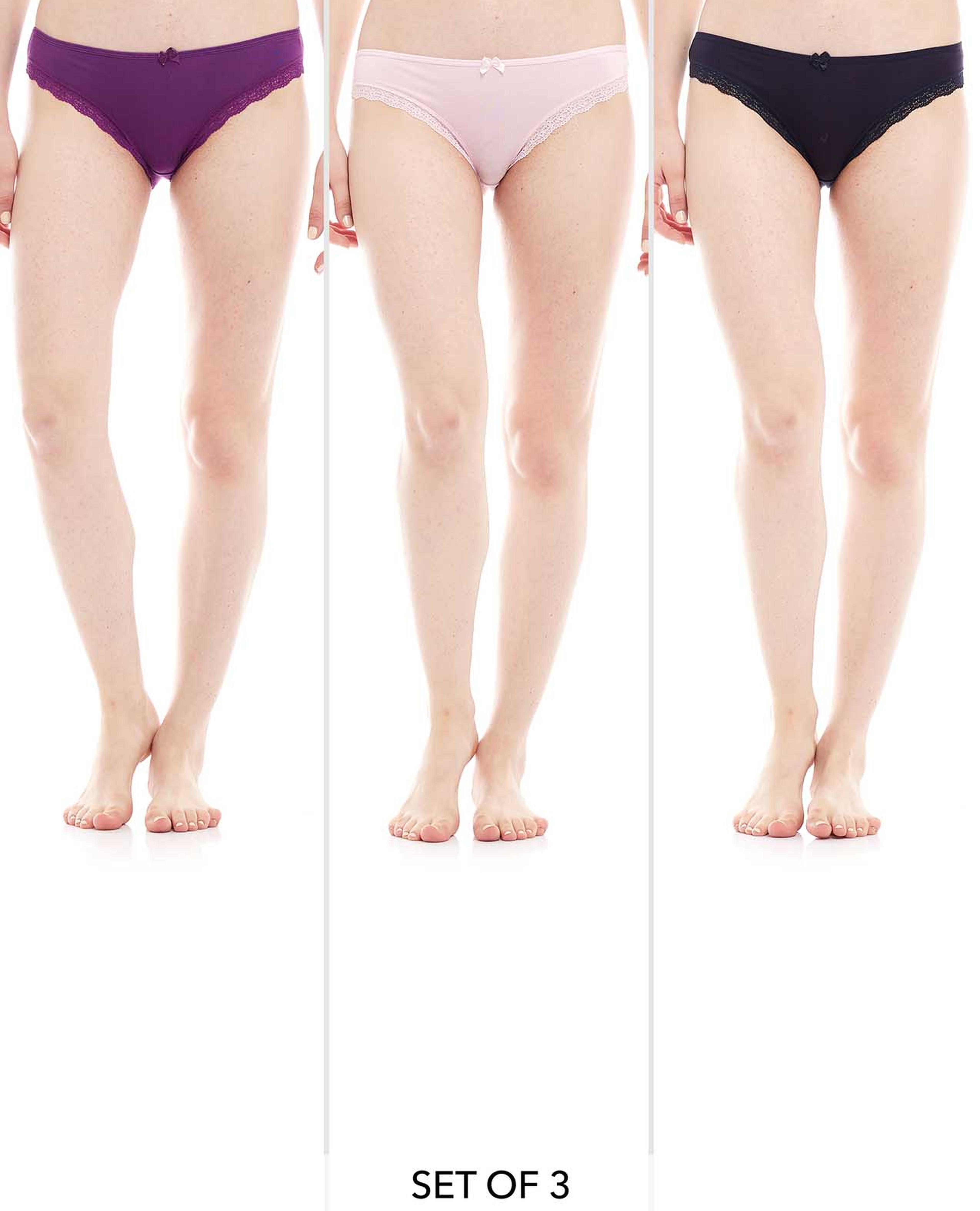 3 Pack Lace Trim Briefs