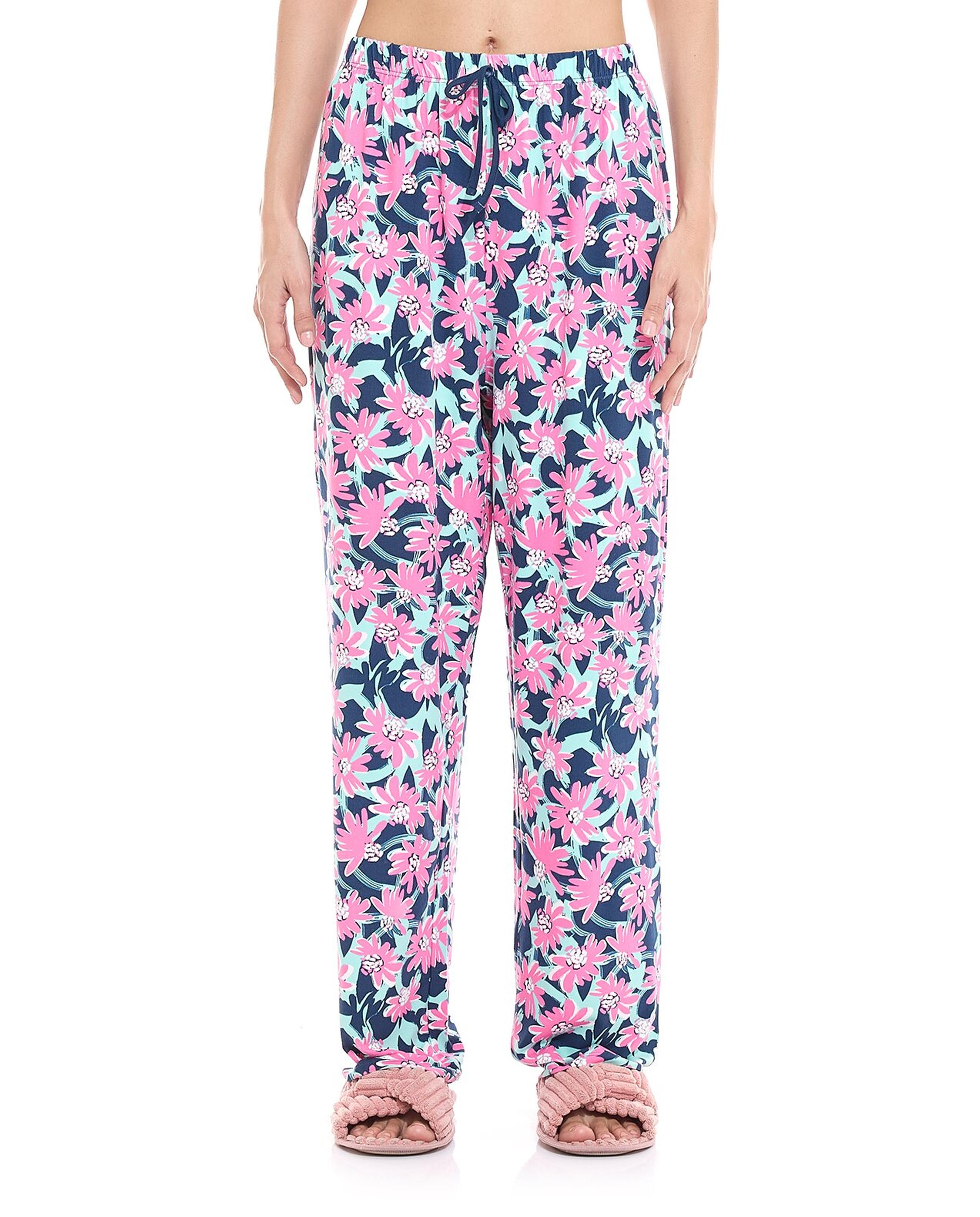 بنطال لاونج بطبعة زهور بخصر مطاطي 