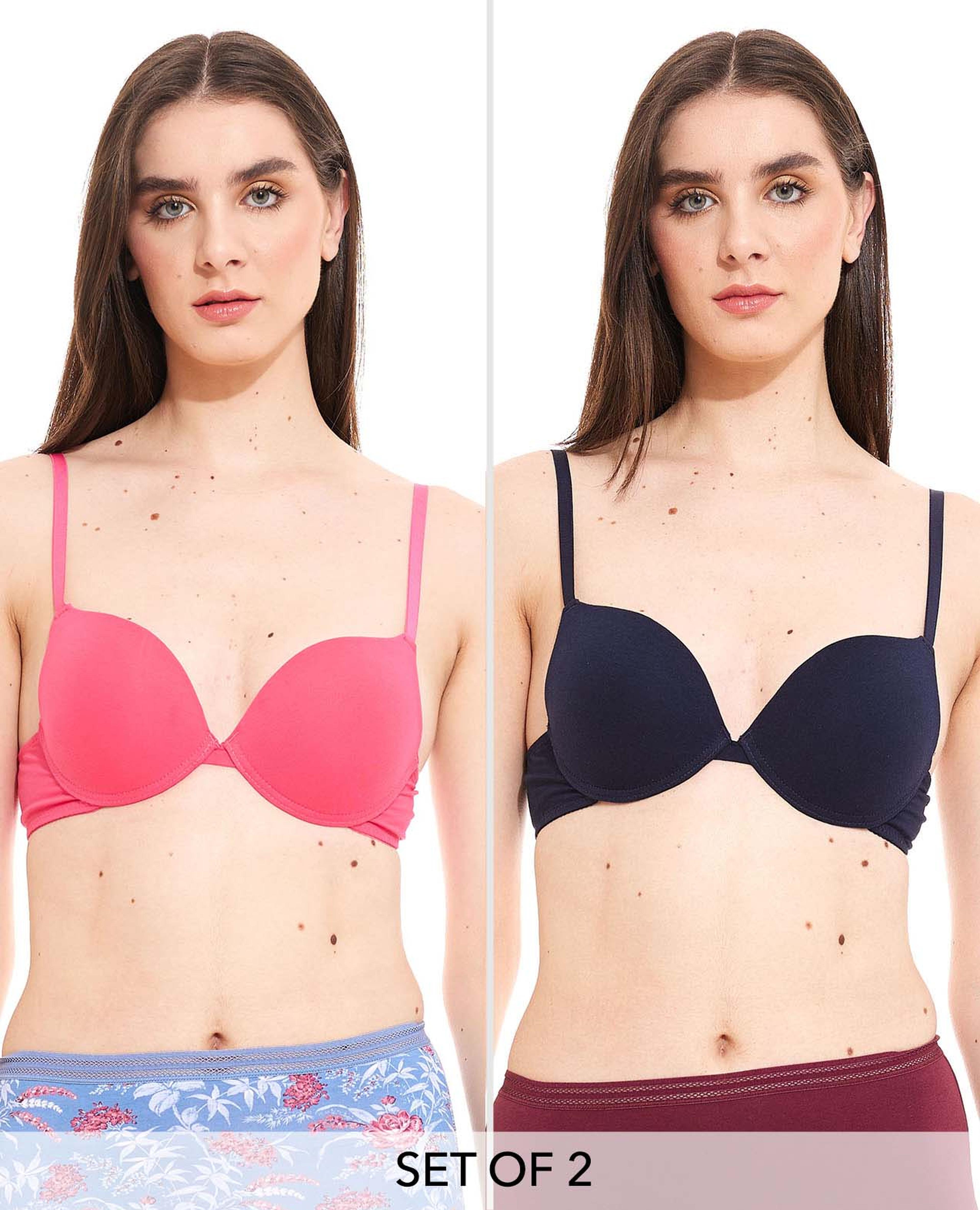 Pack of 2 Solid Lightly Padded Bras