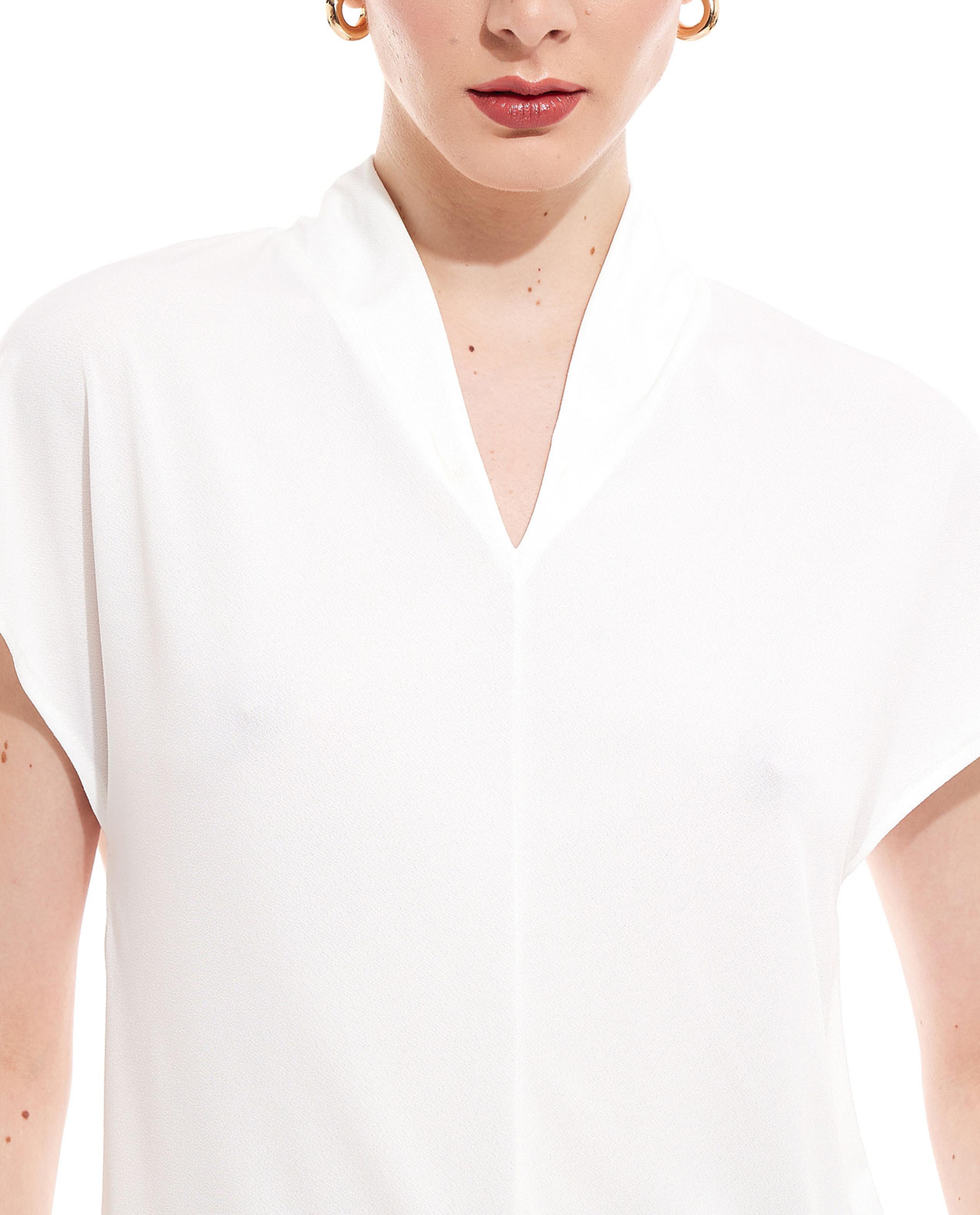 Solid Top with V-Neck and Short Sleeves