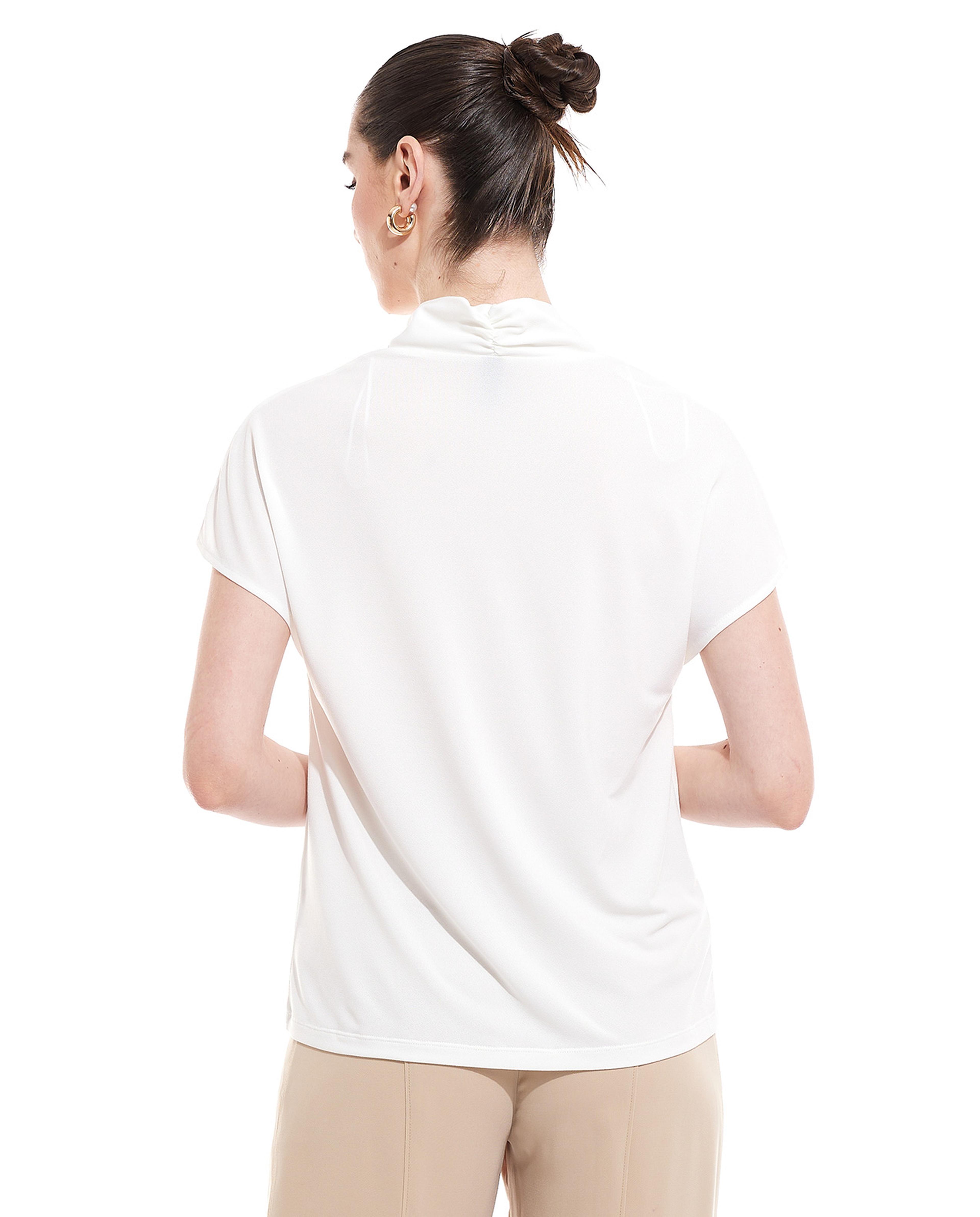 Solid Top with V-Neck and Short Sleeves