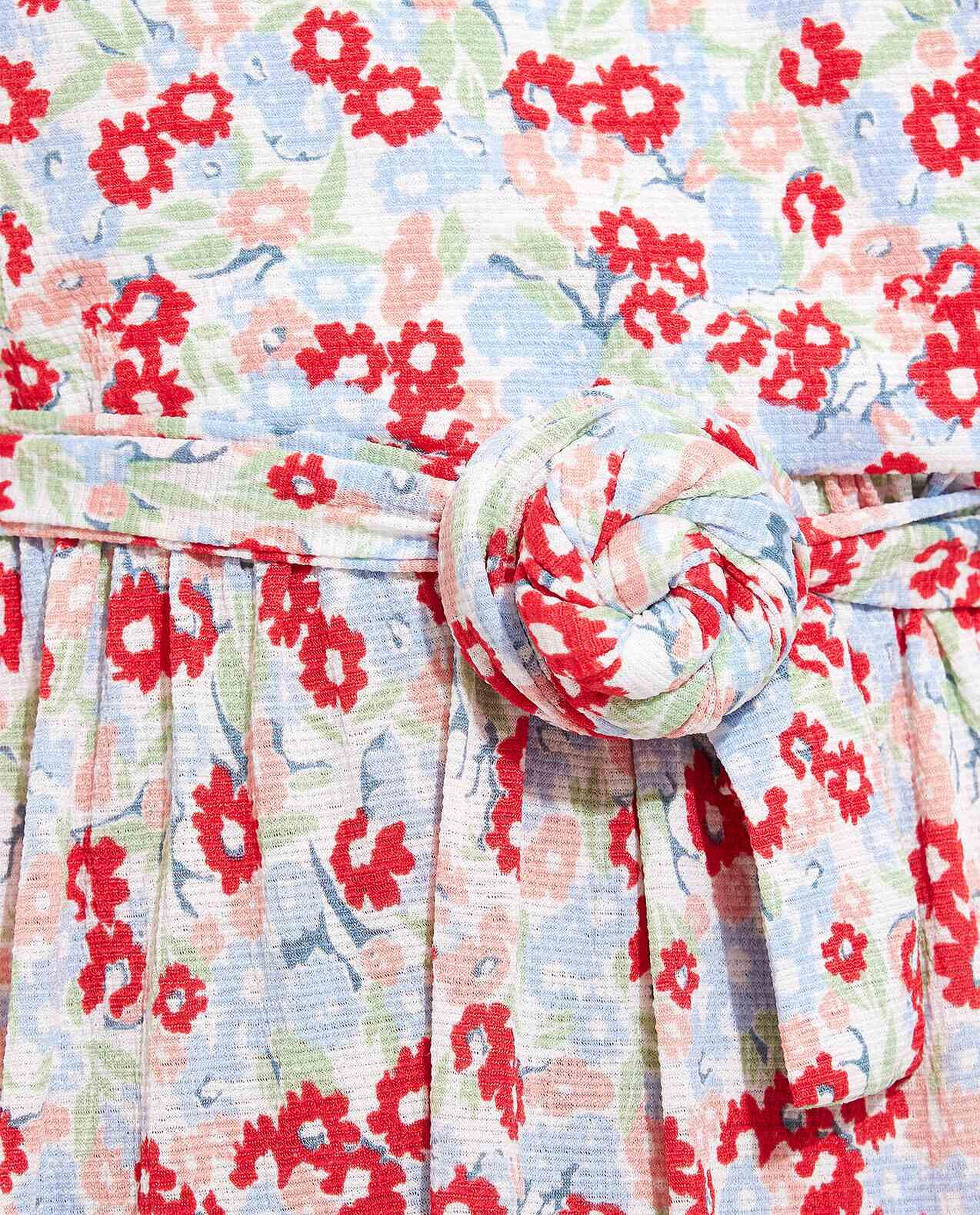 فستان ميدي بطبعة بياقة V بأكمام قصيرة 