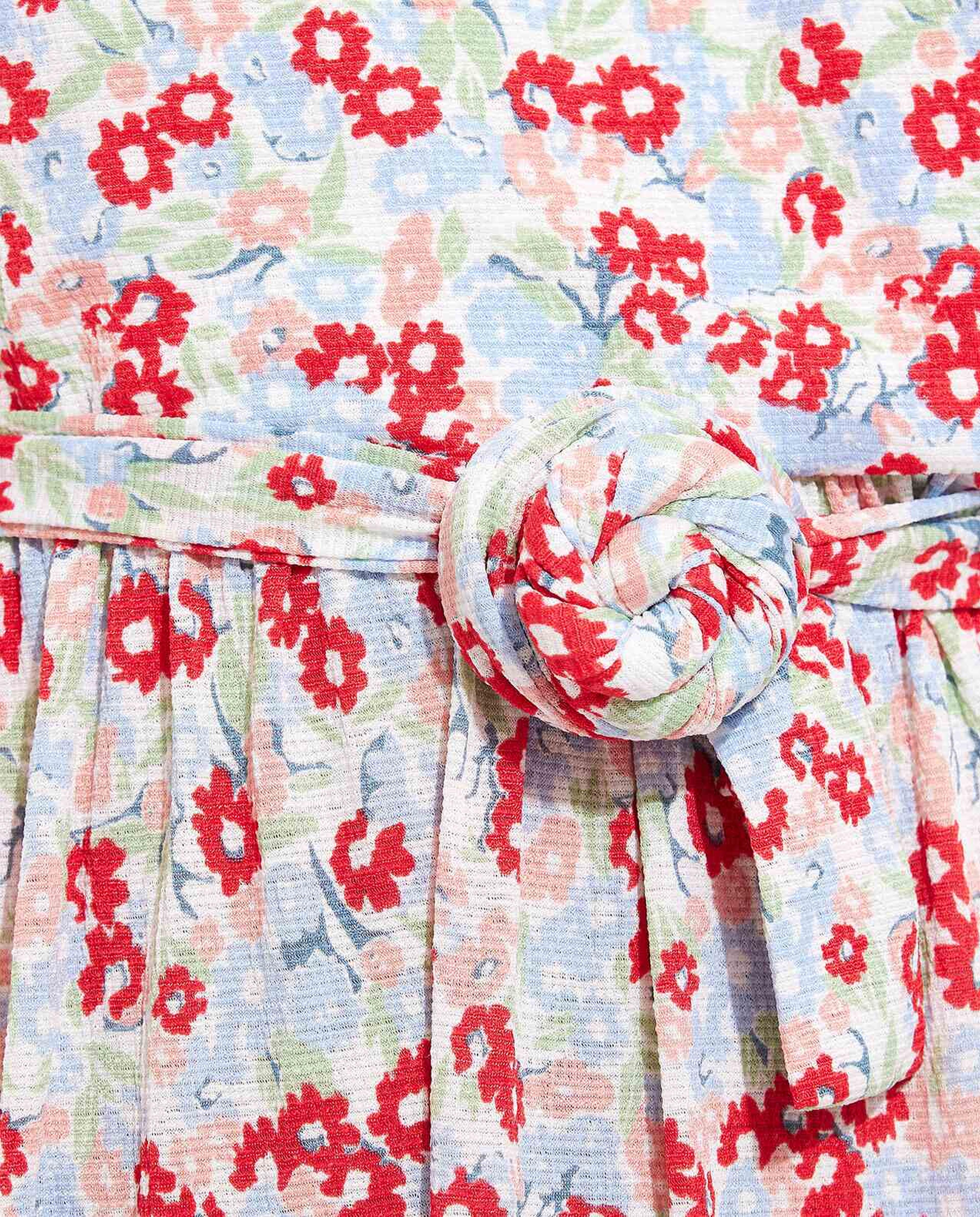 فستان ميدي بطبعة بياقة V بأكمام قصيرة 