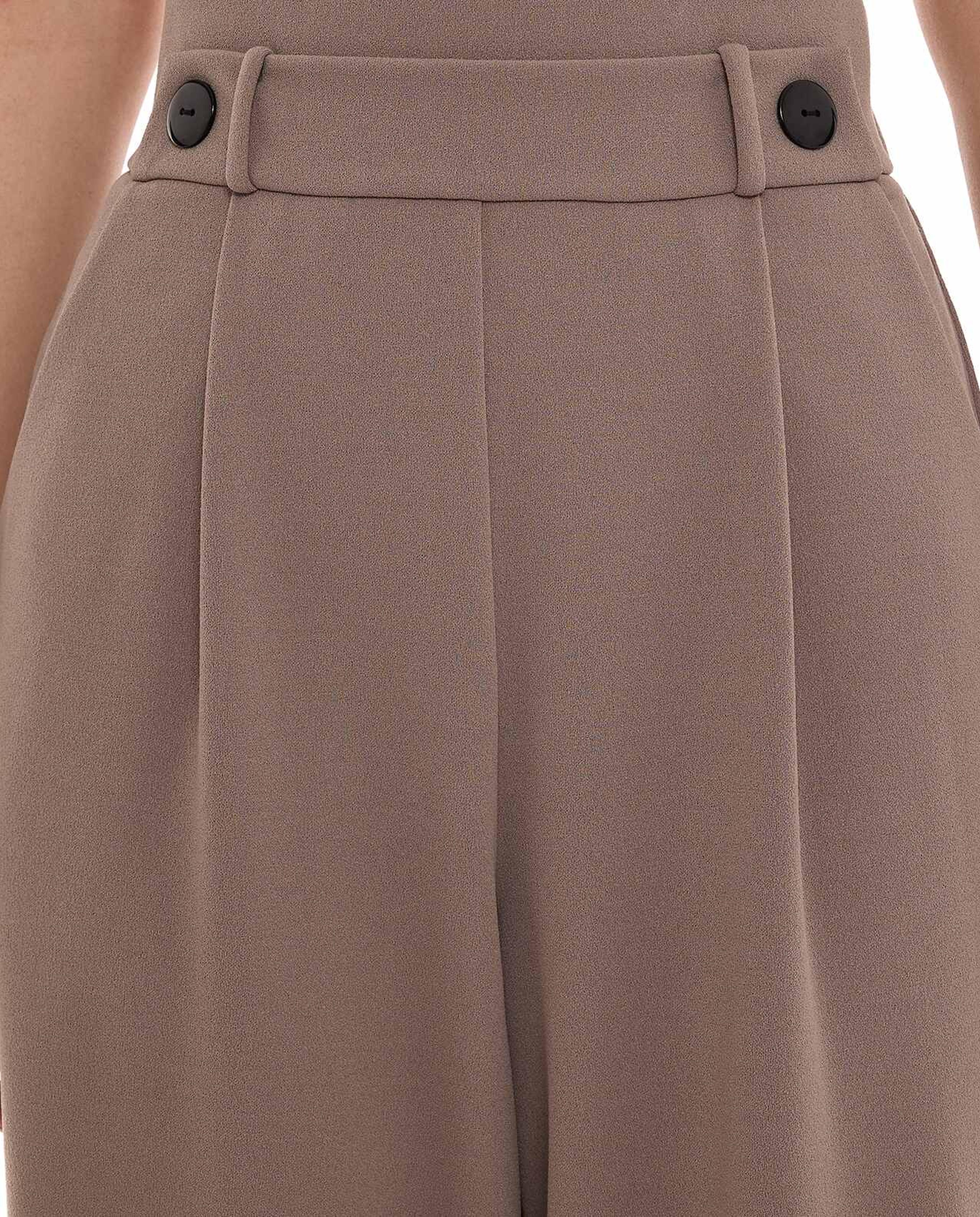 Solid Pleat Detail Wide Leg Trousers