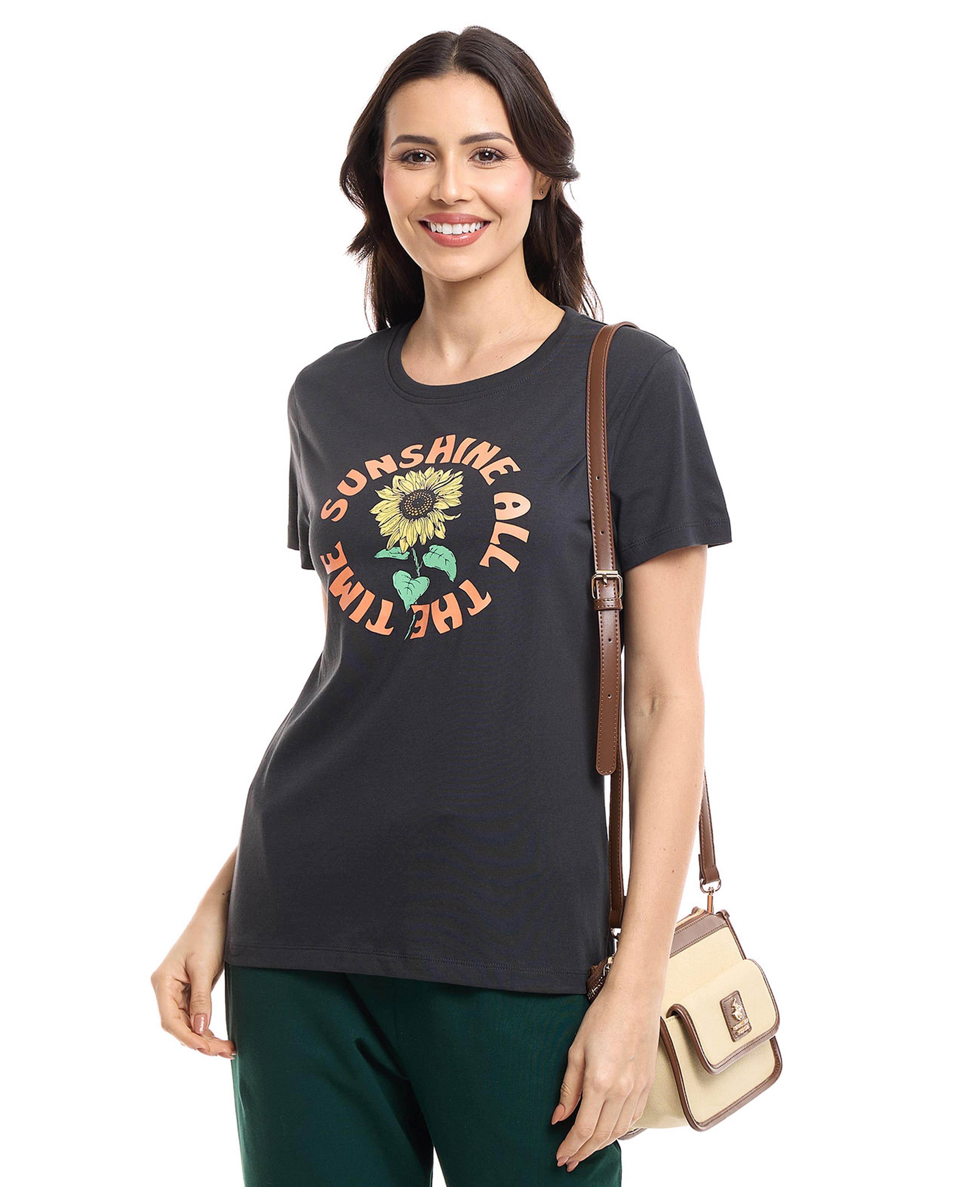 Printed T-Shirt with Crew Neck and Short Sleeves