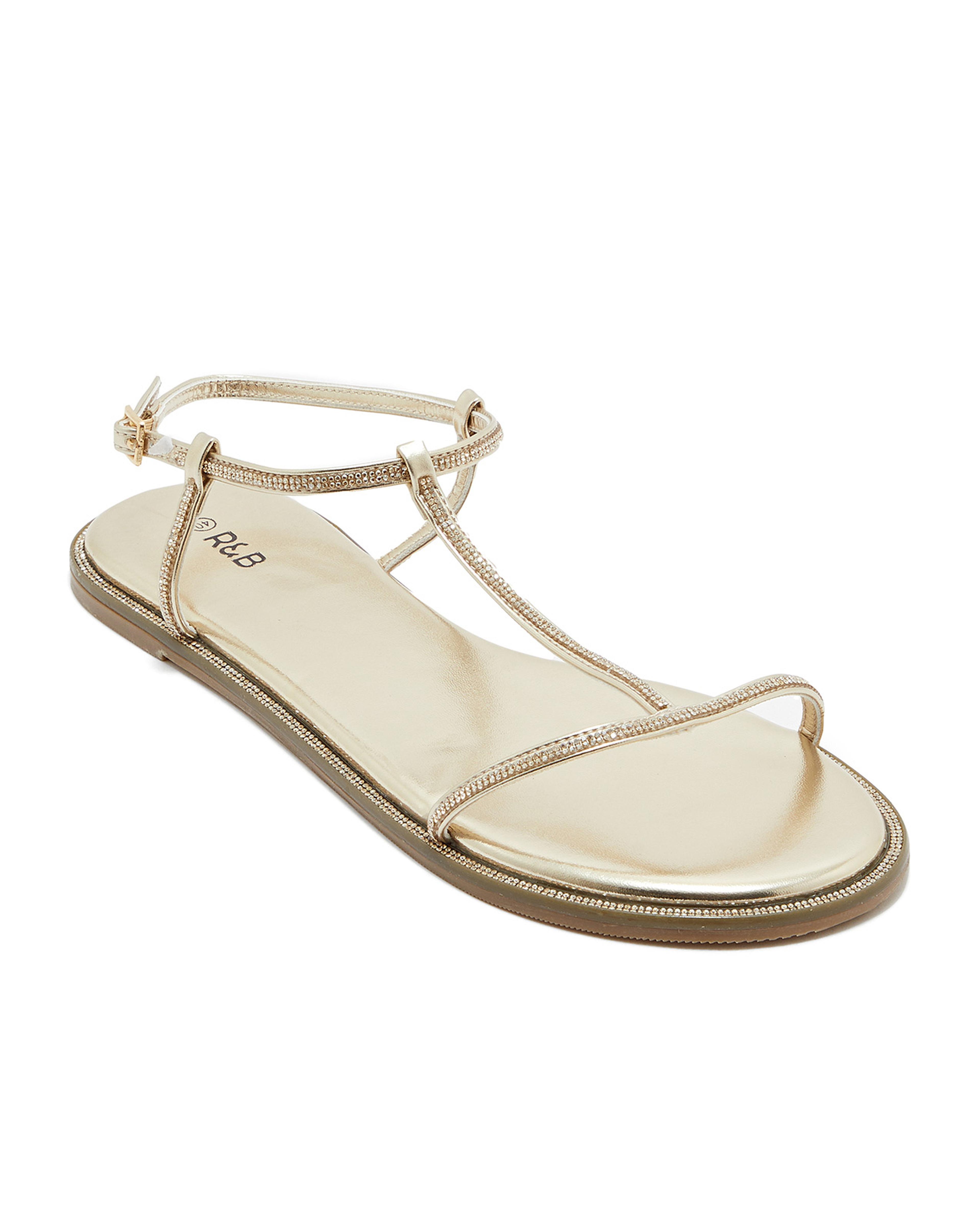 Embellished Strap Flat Sandals