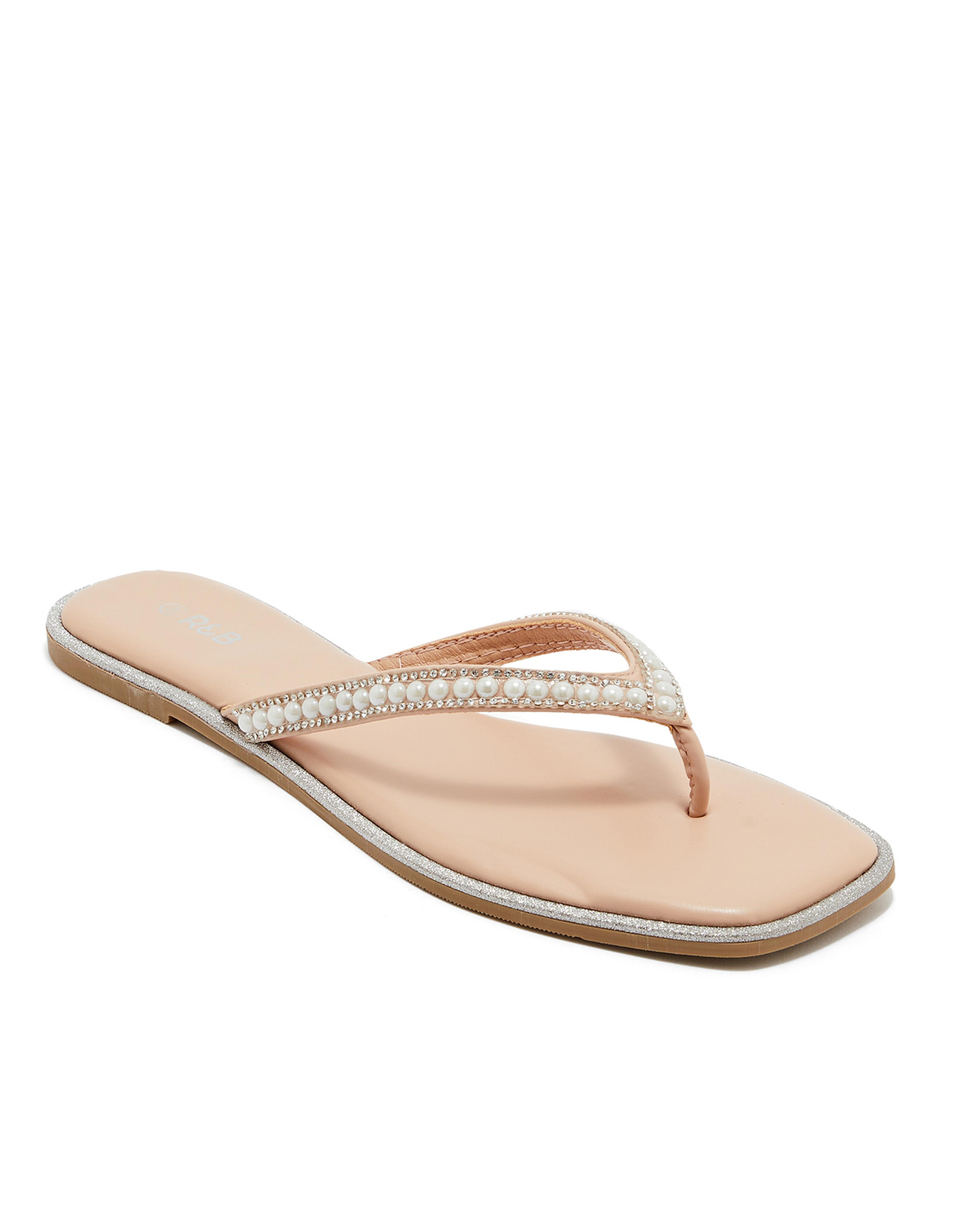 Pearl Strap Flat Sandals