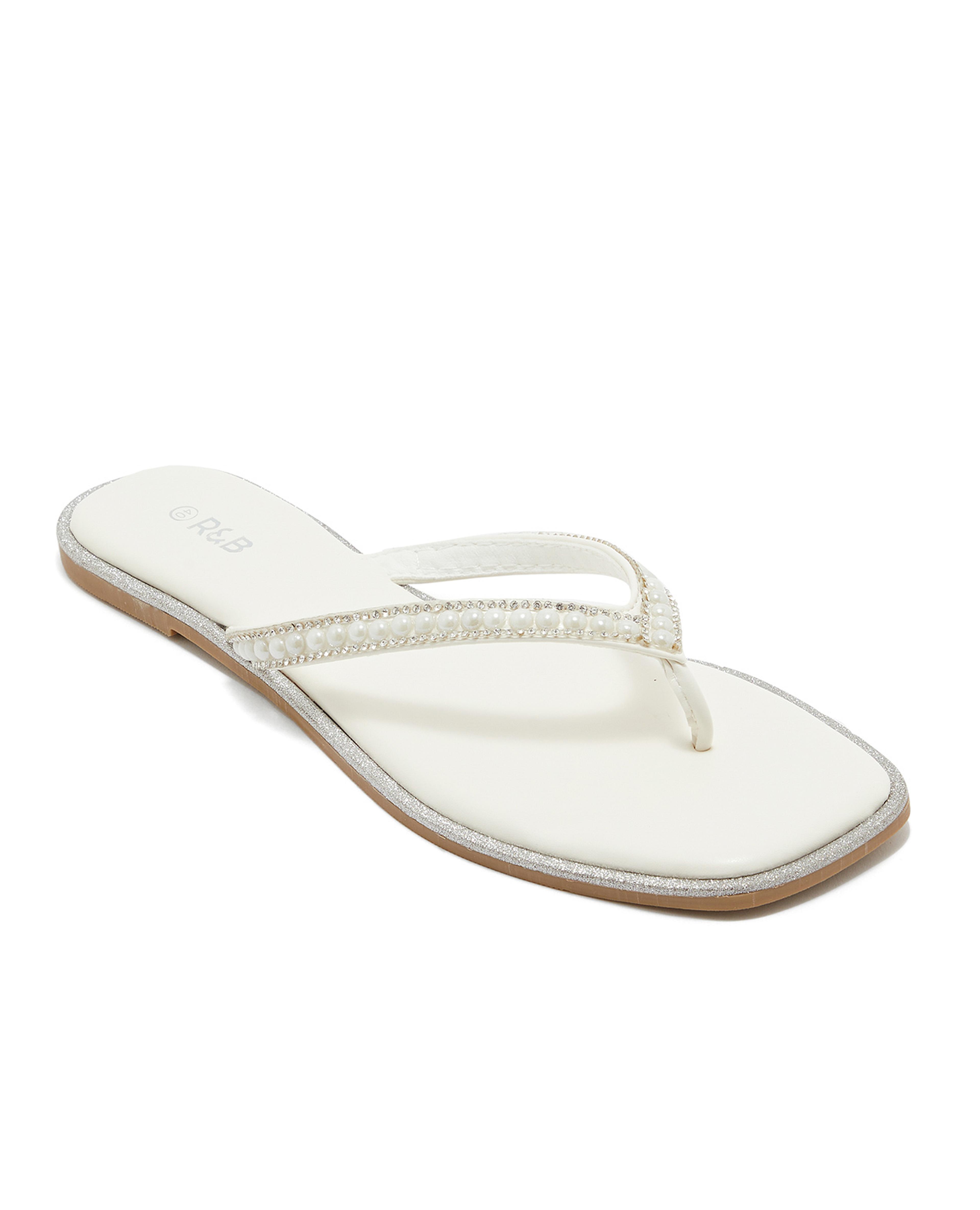 Pearl Strap Flat Sandals