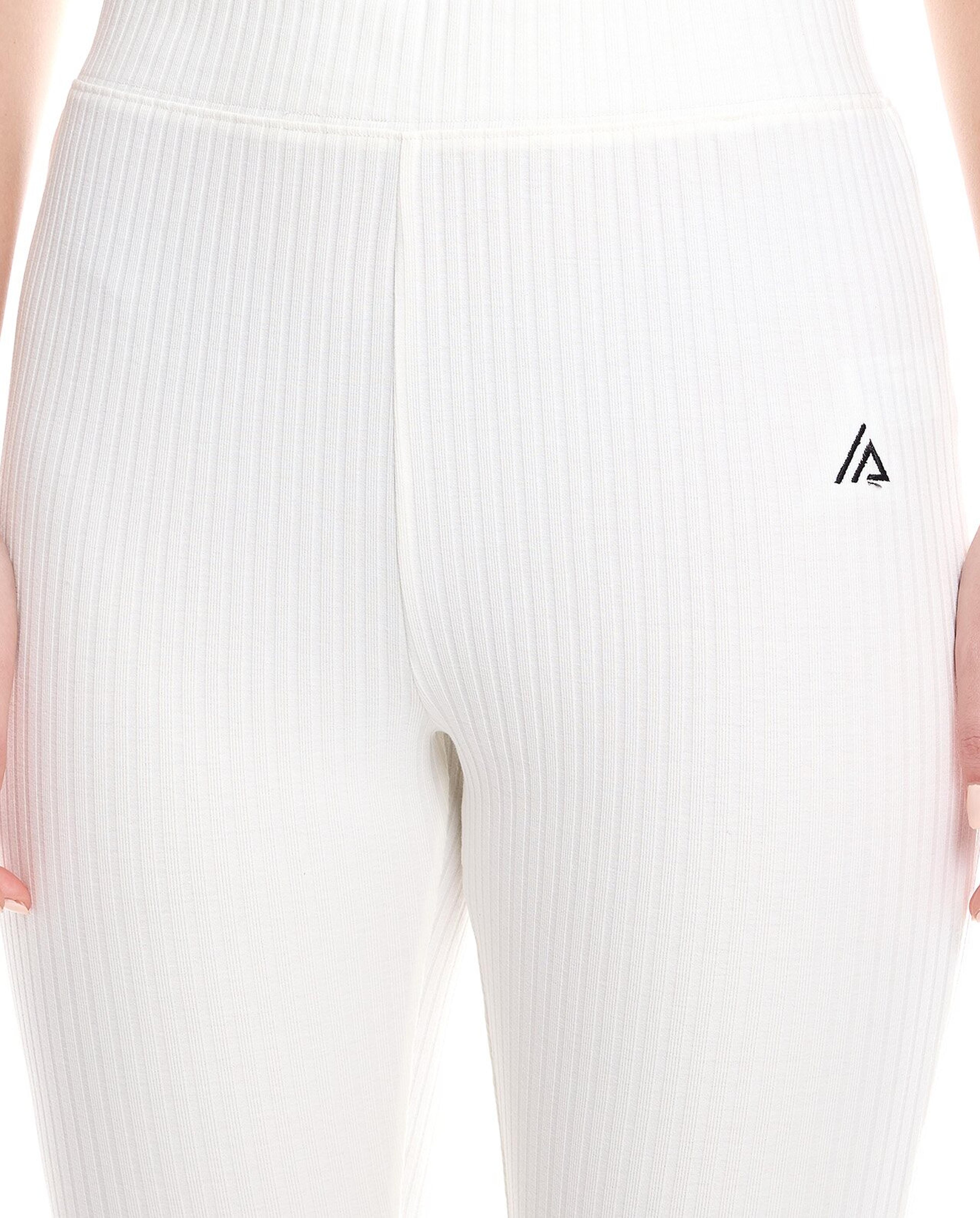 Ribbed Flared Pants with Elastic Waist