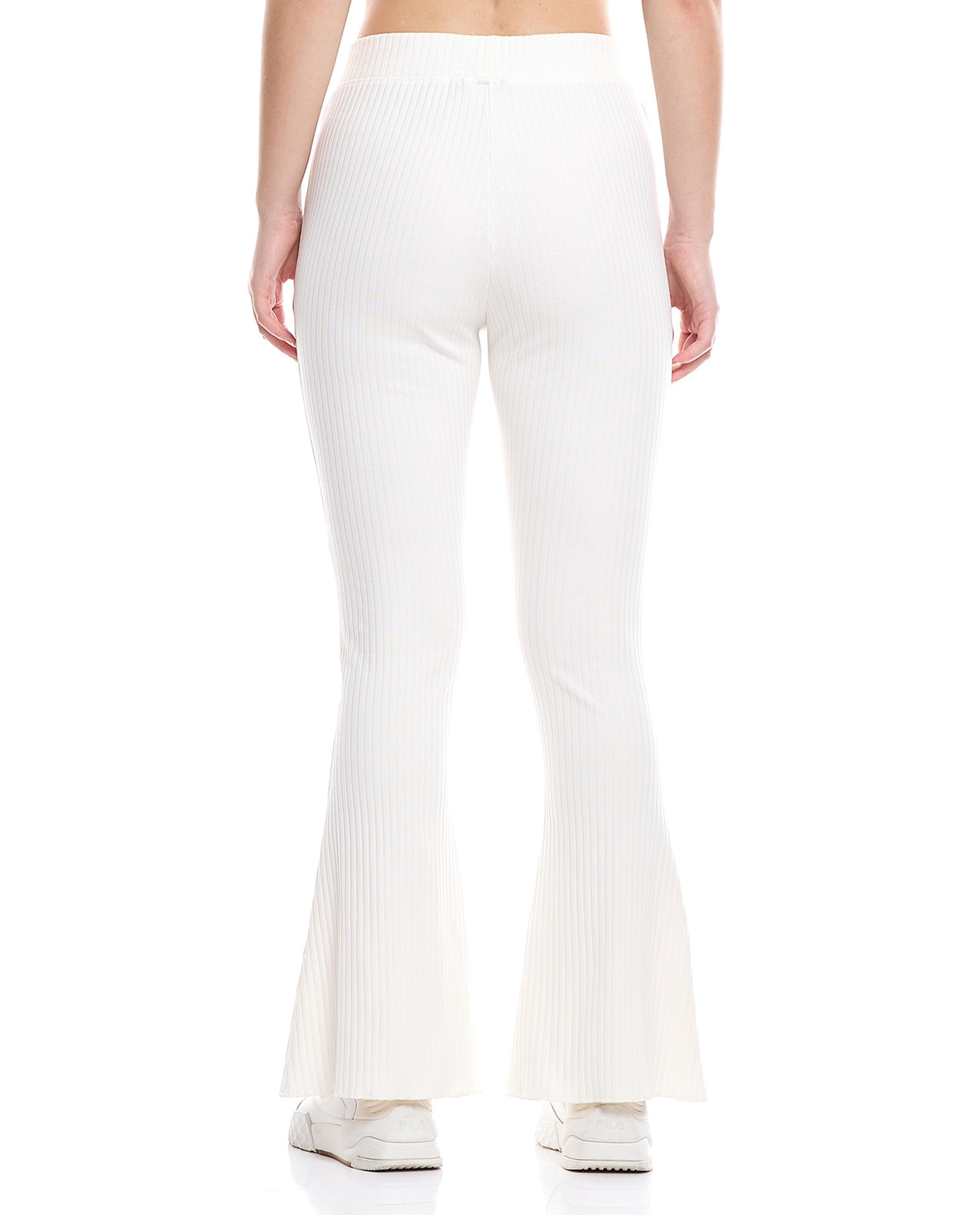 Ribbed Flared Pants with Elastic Waist