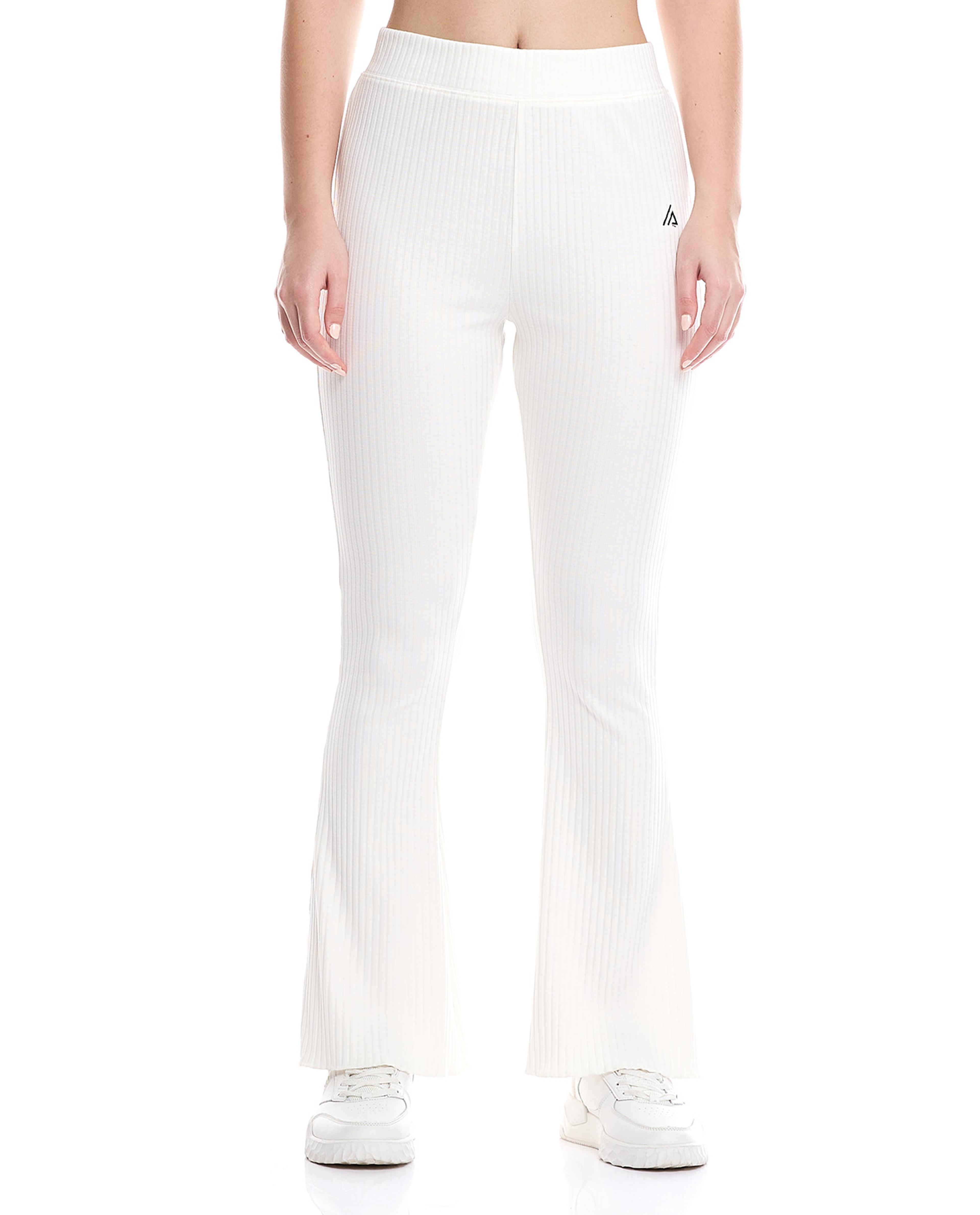 Ribbed Flared Pants with Elastic Waist
