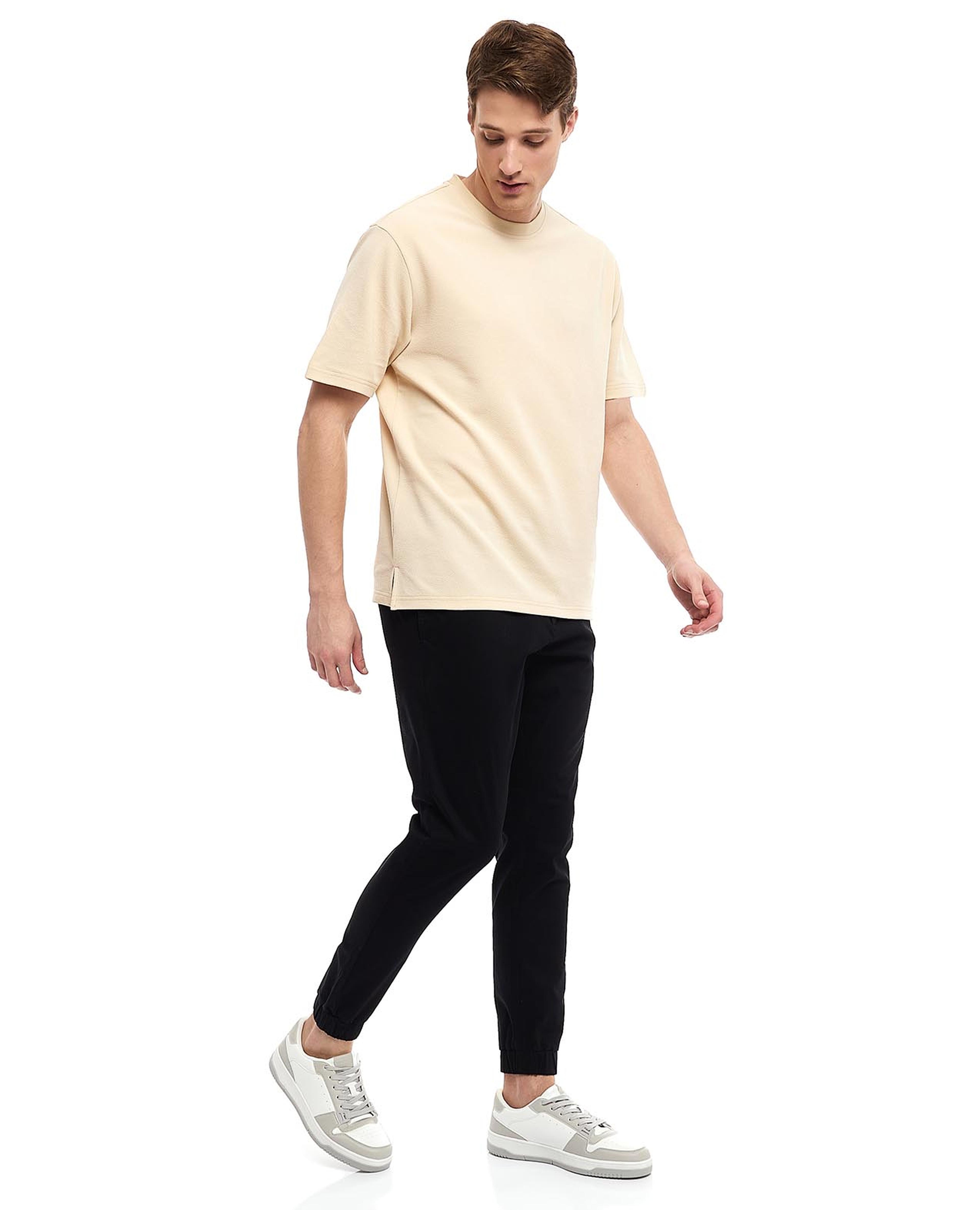 Solid Jogger Pants with Drawstring Waist