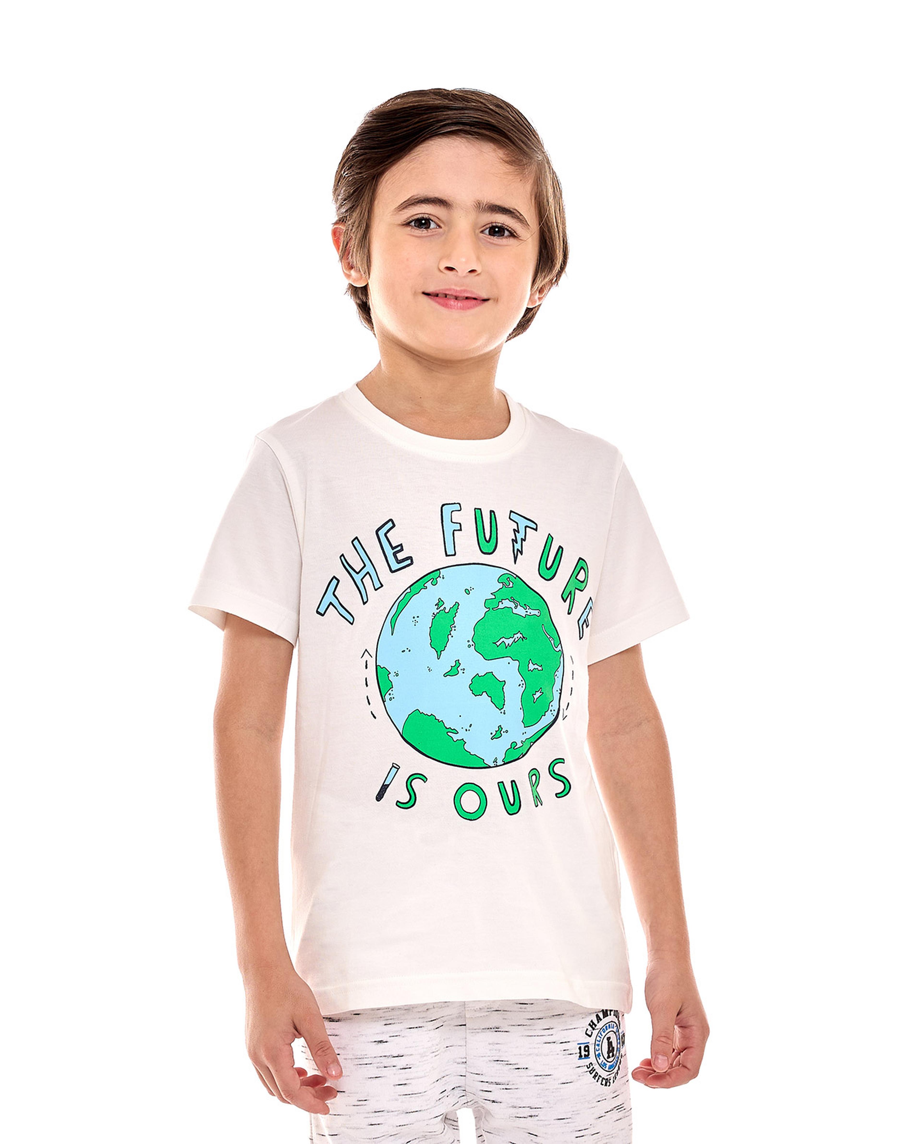 Graphic Print T-Shirt with Crew Neck and Short Sleeves