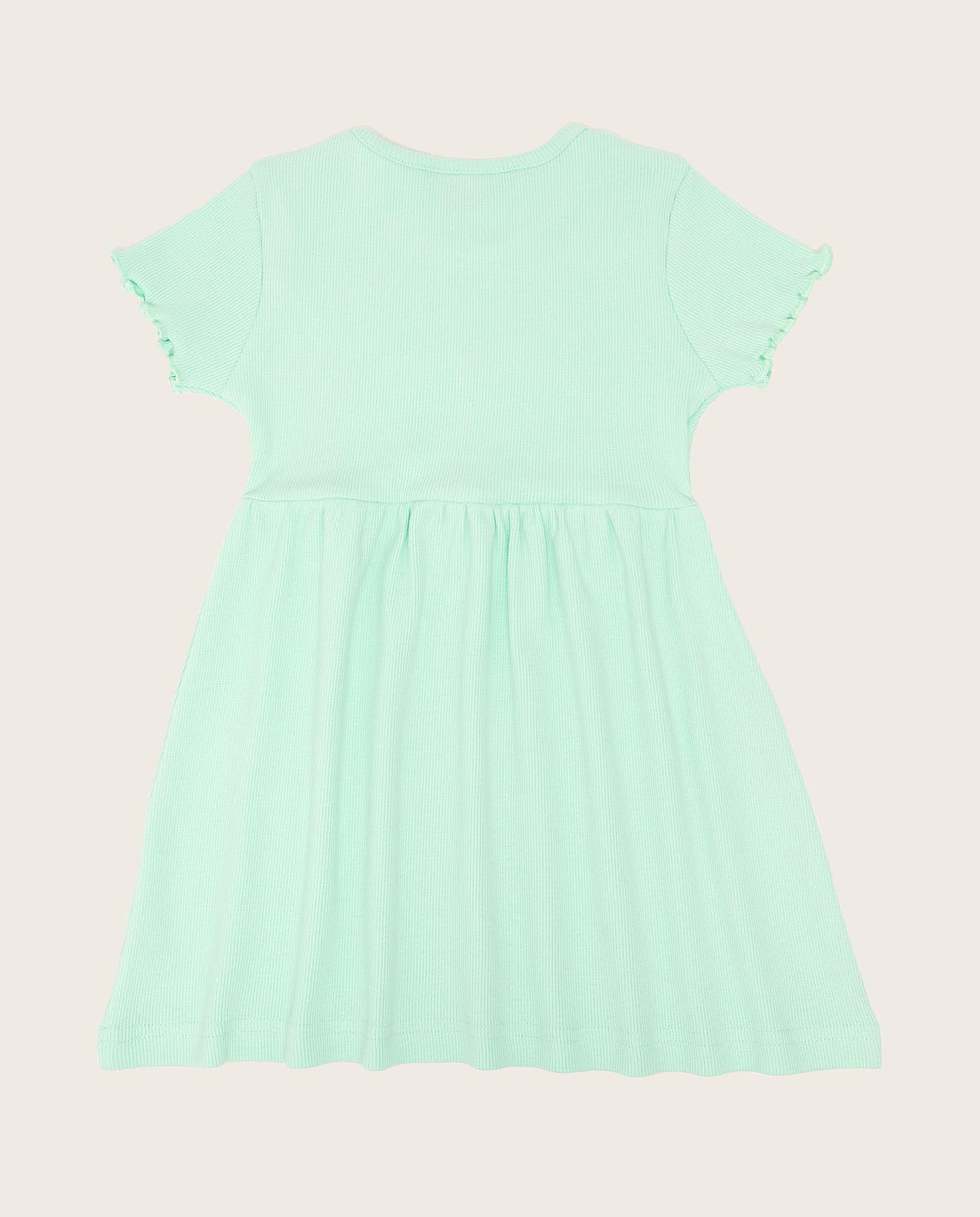 فستان فيت اند فلير باكمام قصيرة وياقة مستديرة 