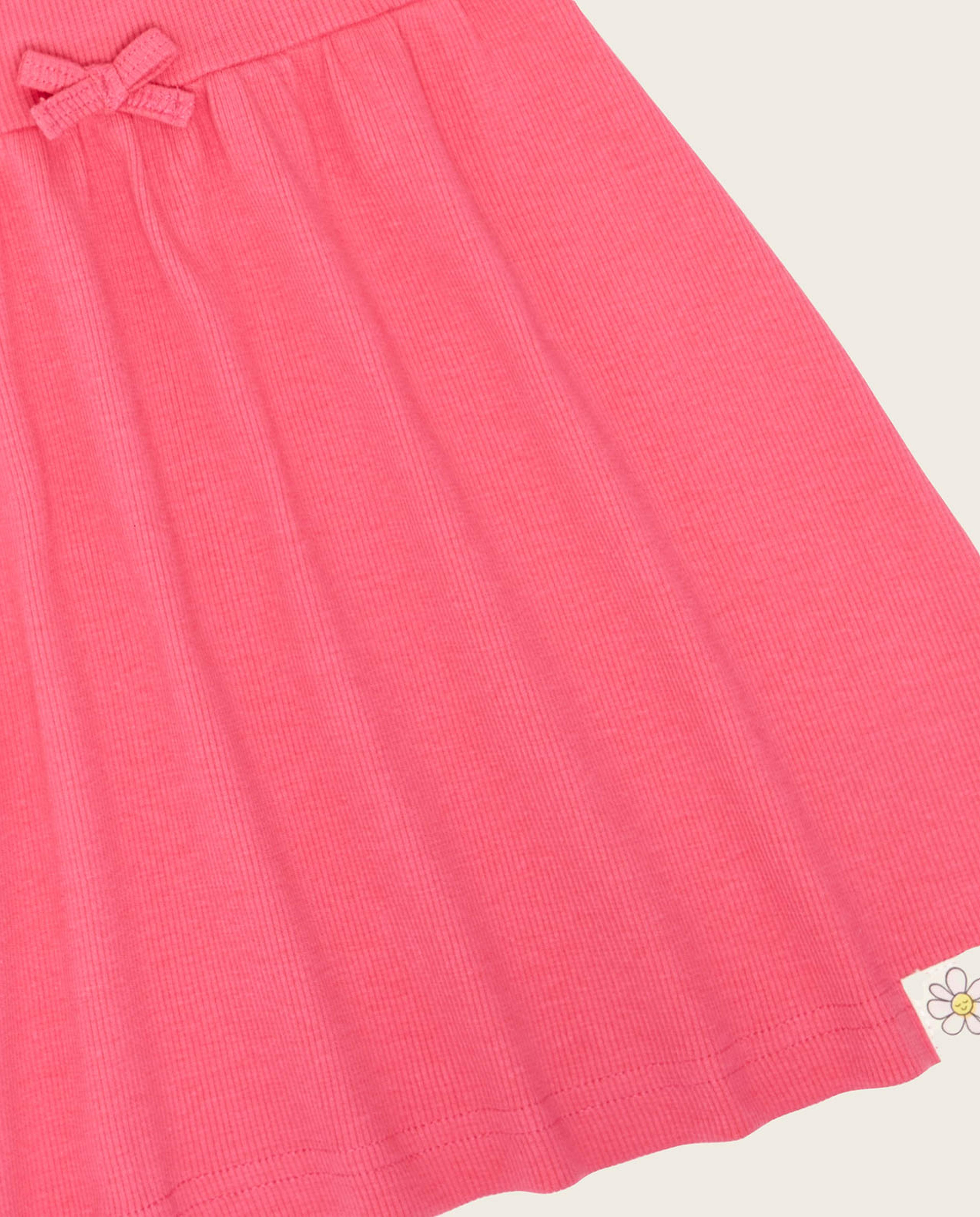 Ribbed Fit and Flare Dress with Crew Neck and Short Sleeves