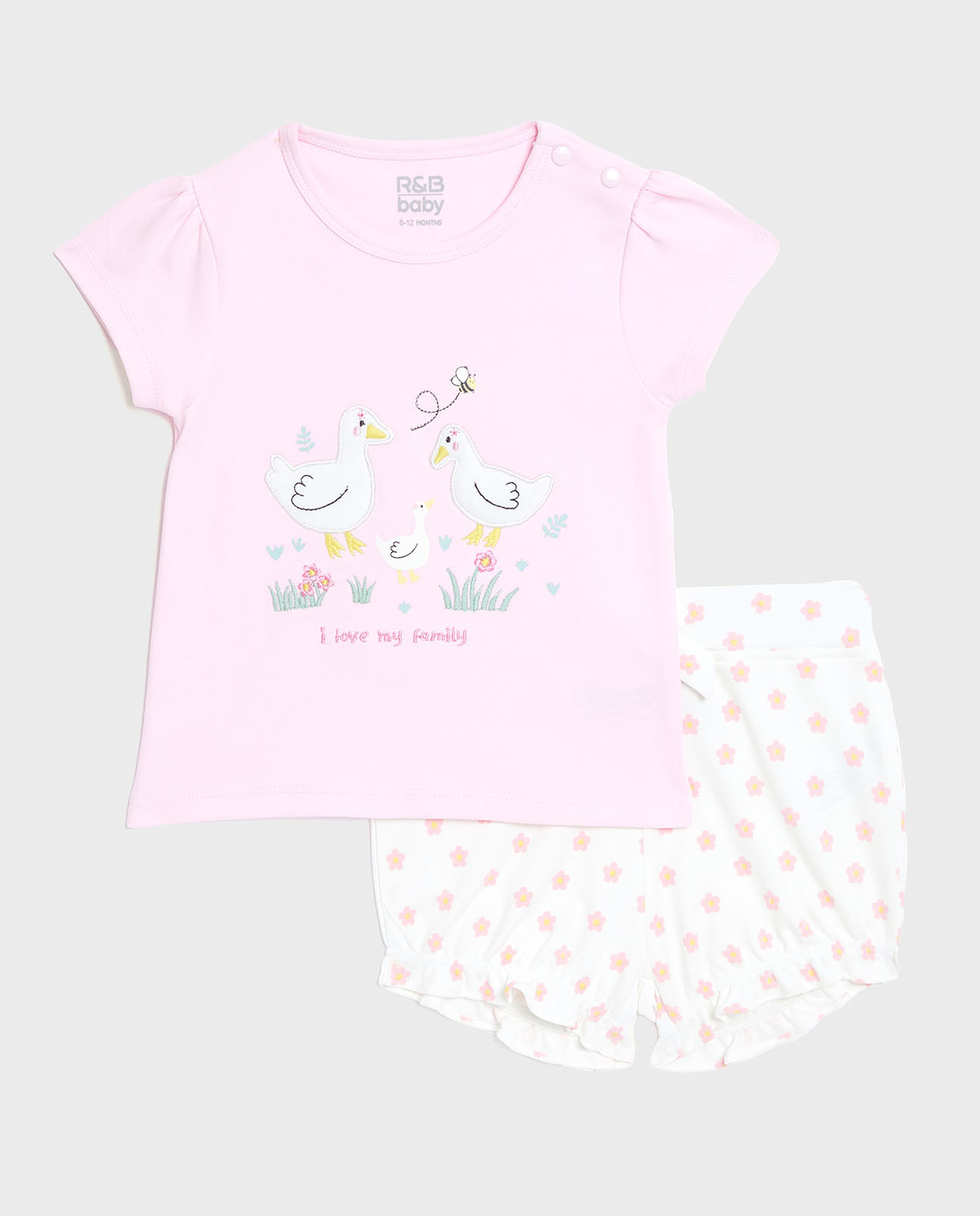 طقم ملابس شورت وتوب بطبعة 