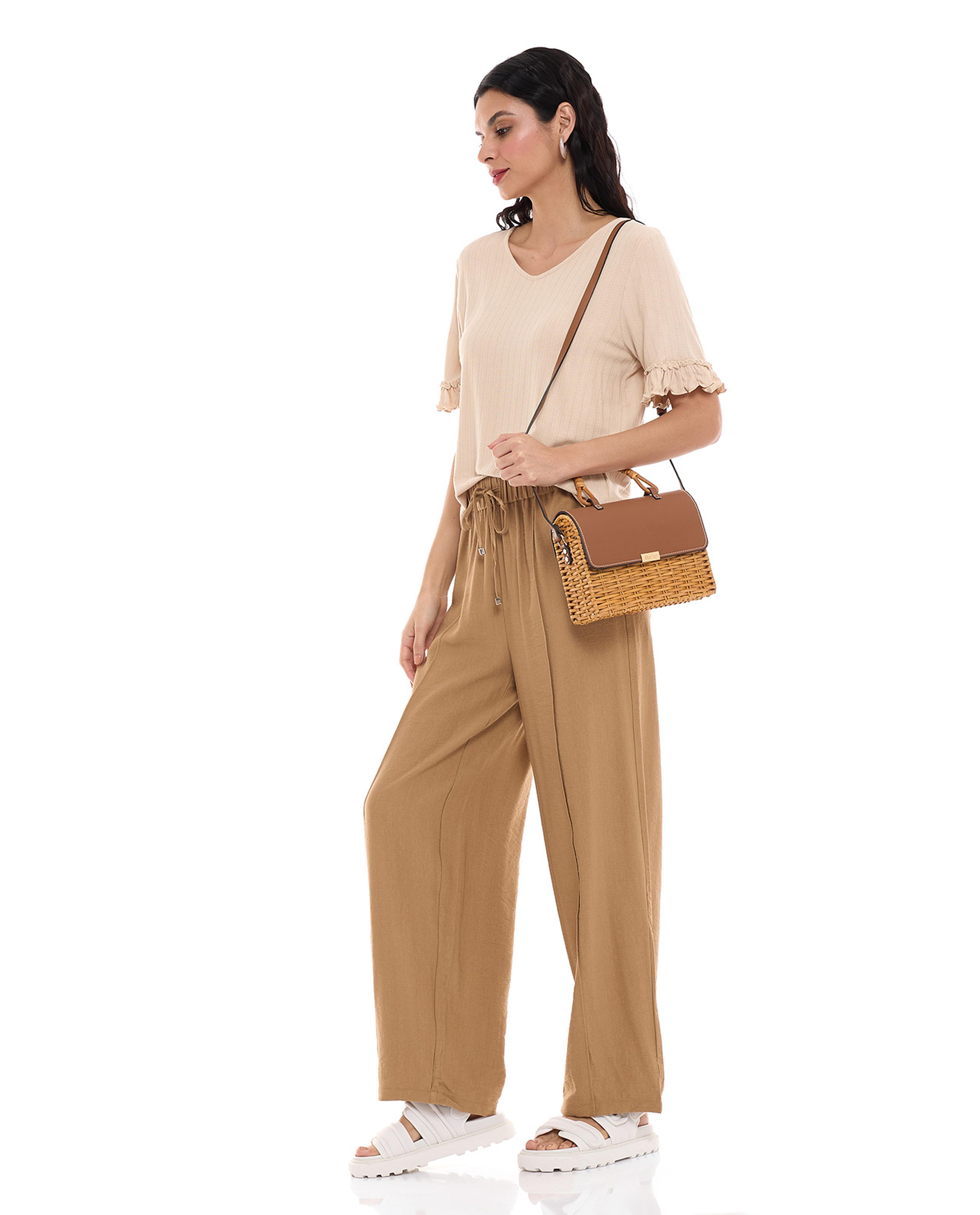 بنطال سادة بخصر رباط