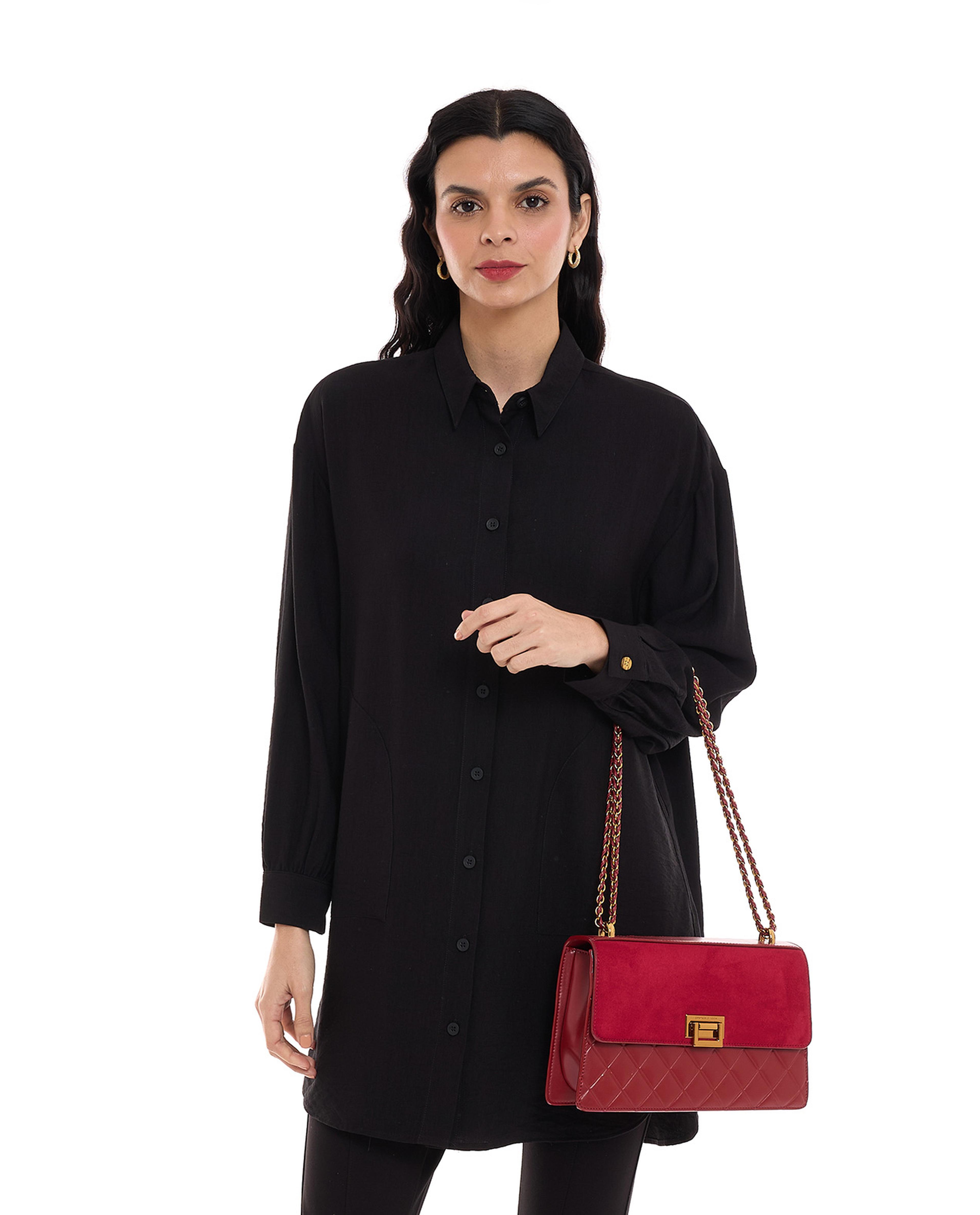 تونيك بياقة كلاسيكية وبأكمام طويلة