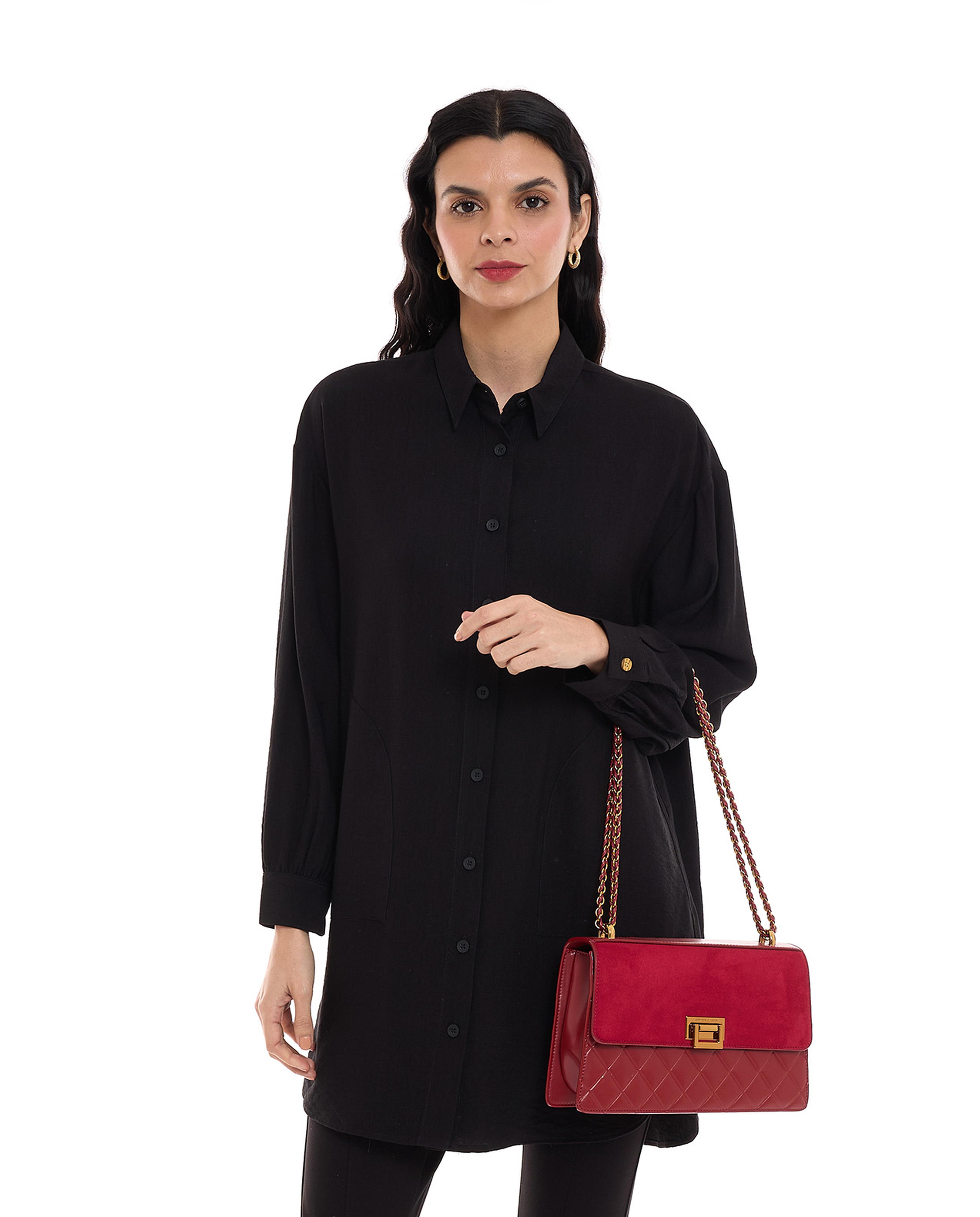 تونيك بياقة كلاسيكية وبأكمام طويلة