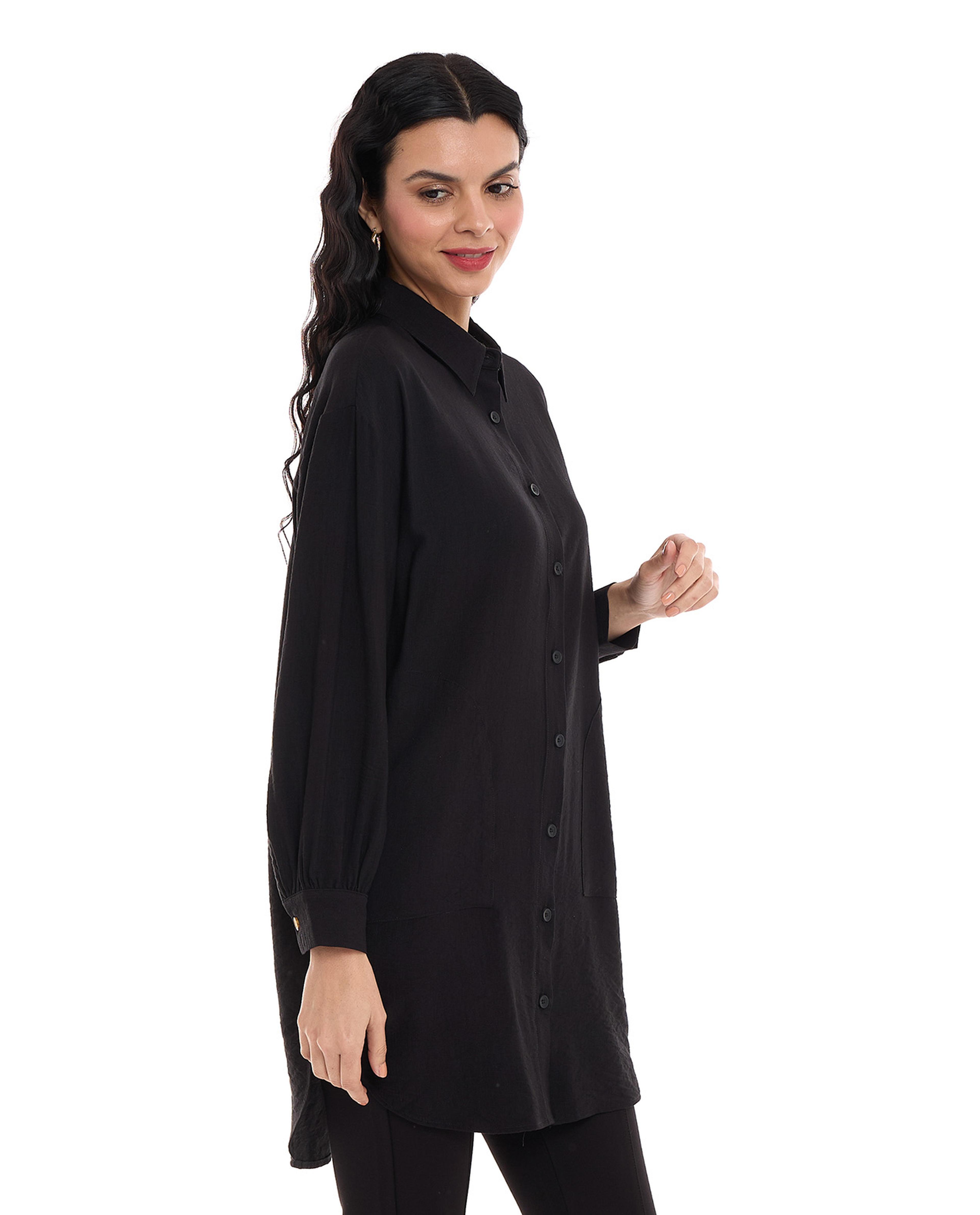 تونيك بياقة كلاسيكية وبأكمام طويلة